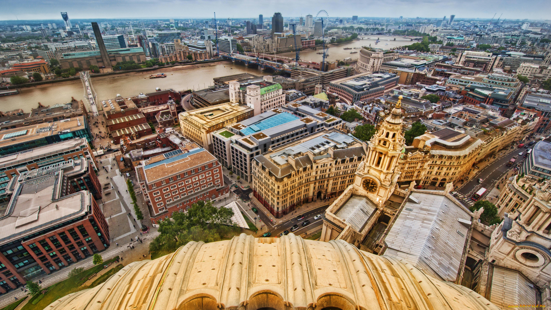 города, лондон, великобритания, мосты, здания, высота, птичьего, полёта, вид, сверху, панорама, река, темза, англия, столица