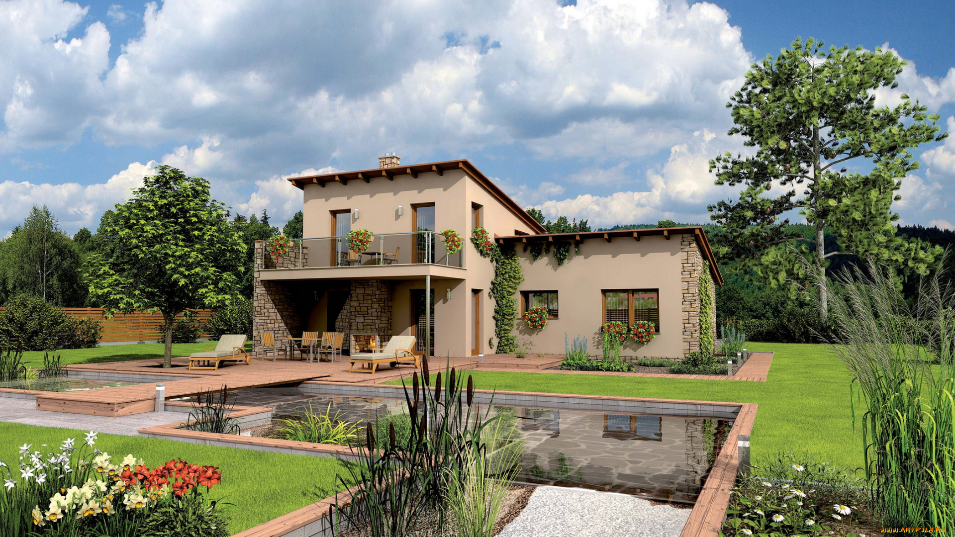 3д, графика, architecture, архитектура, дом, ландшафт