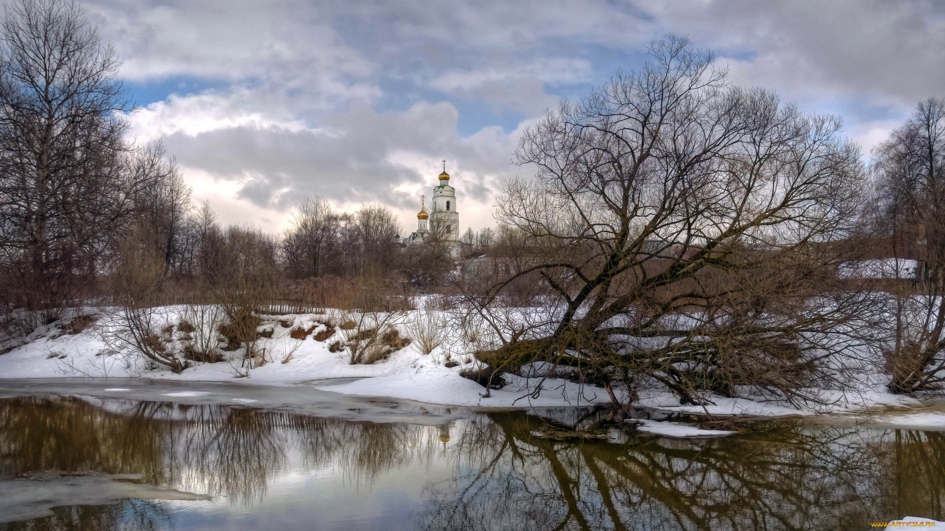 города, православные, церкви, монастыри, пейзаж, зима, река, храм