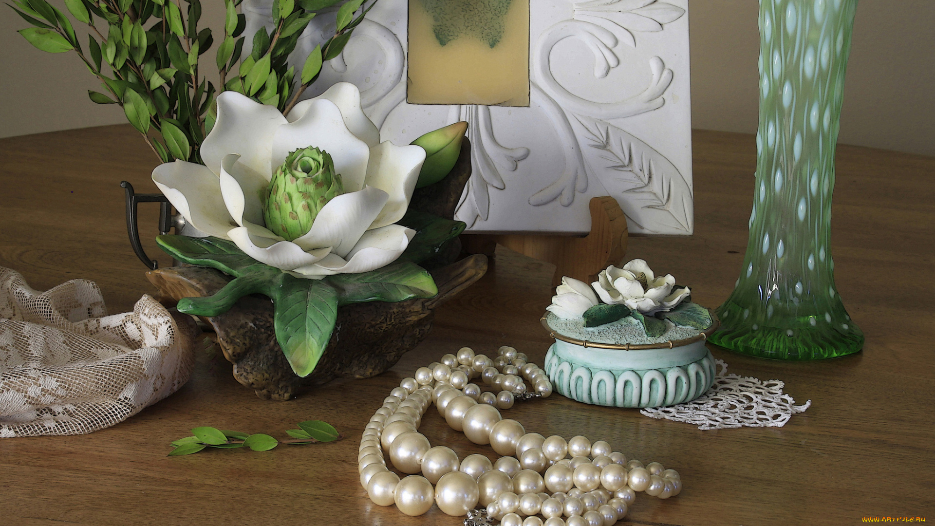 разное, украшения, аксессуары, веера, ожерелье, шкатулка, магнолия