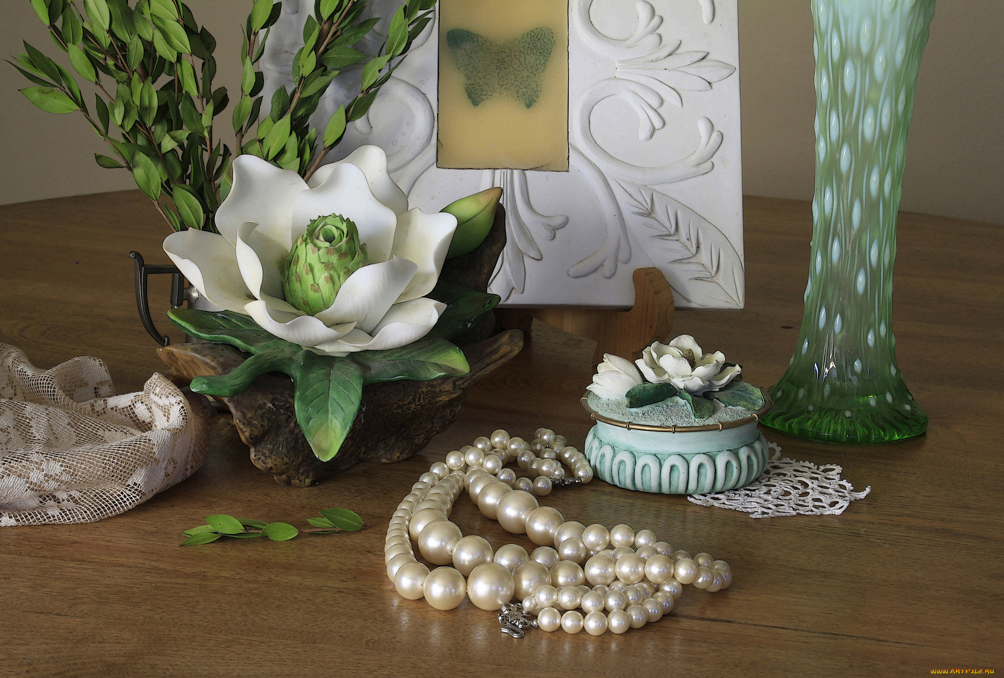 разное, украшения, аксессуары, веера, ожерелье, шкатулка, магнолия