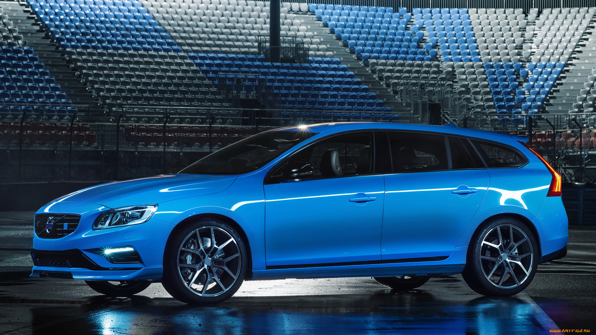 автомобили, volvo, v60, синий, 2014г, polestar