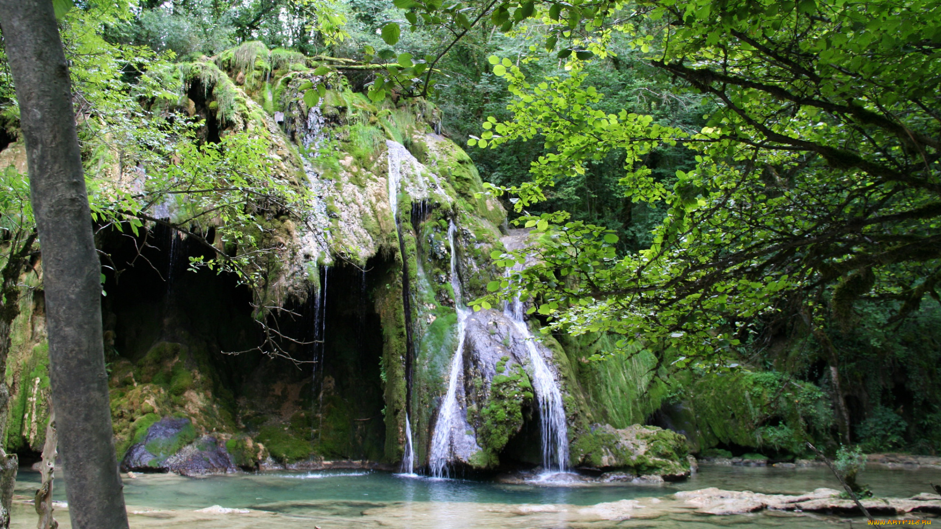 cascade, des, tuffes, , франция, природа, водопады, водопад, деревья, франция