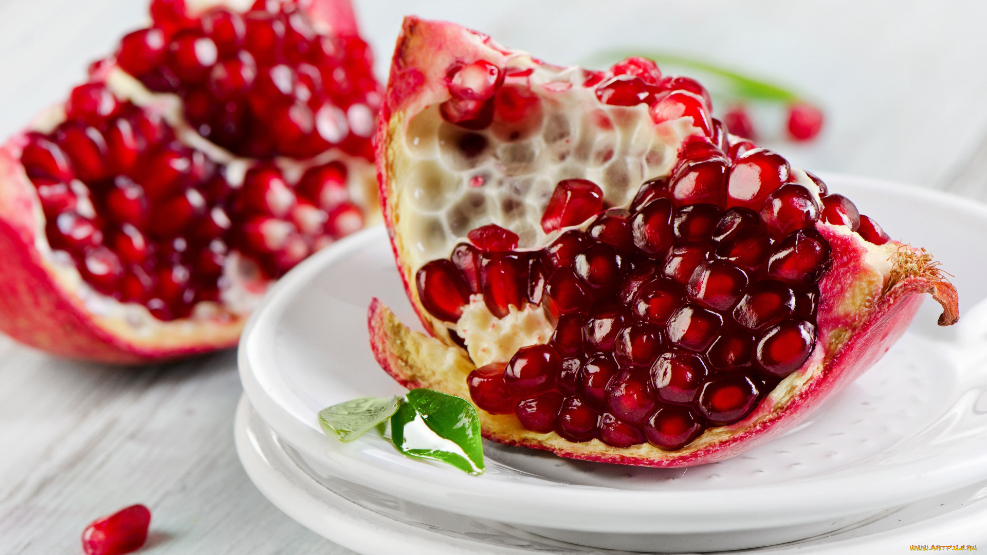 еда, гранат, зёрна, тарелки