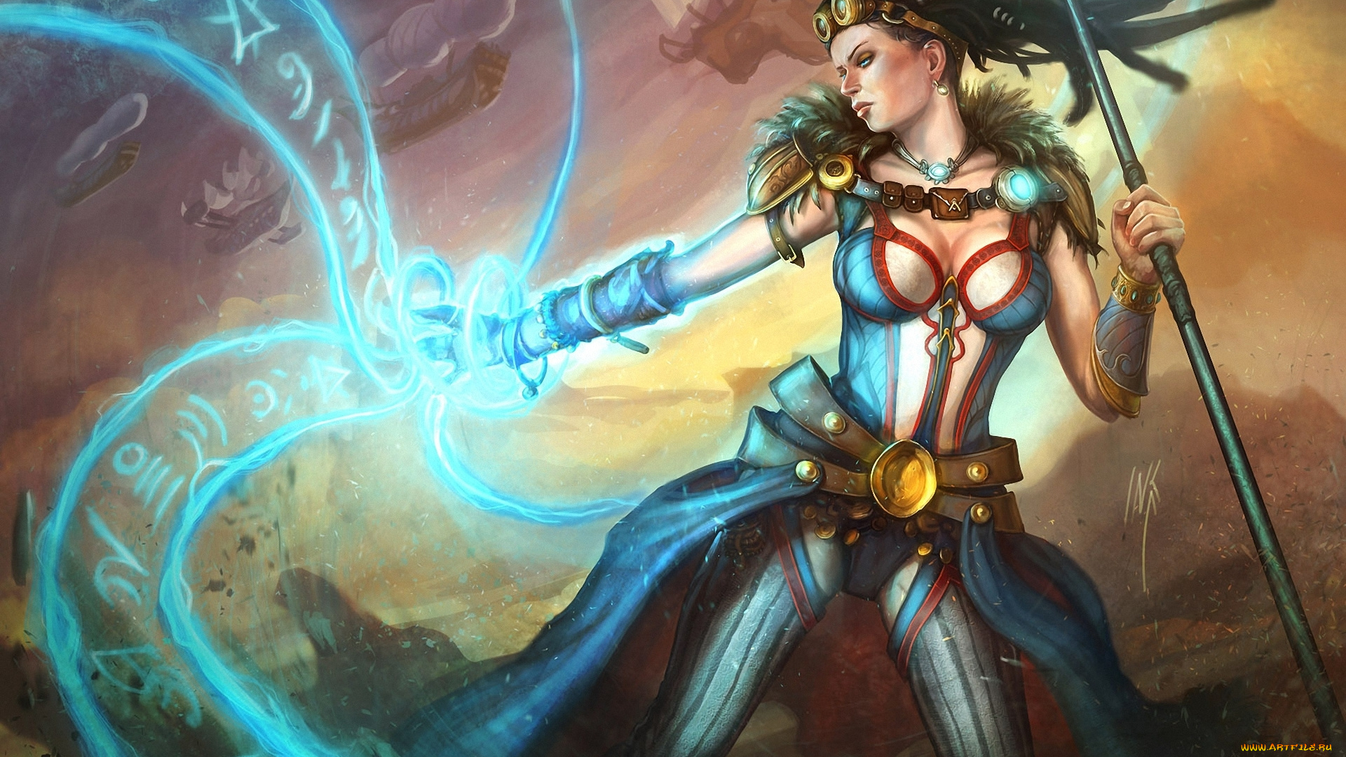 фэнтези, маги, , волшебники, колдовство, магия, девушка, посох, волшебница