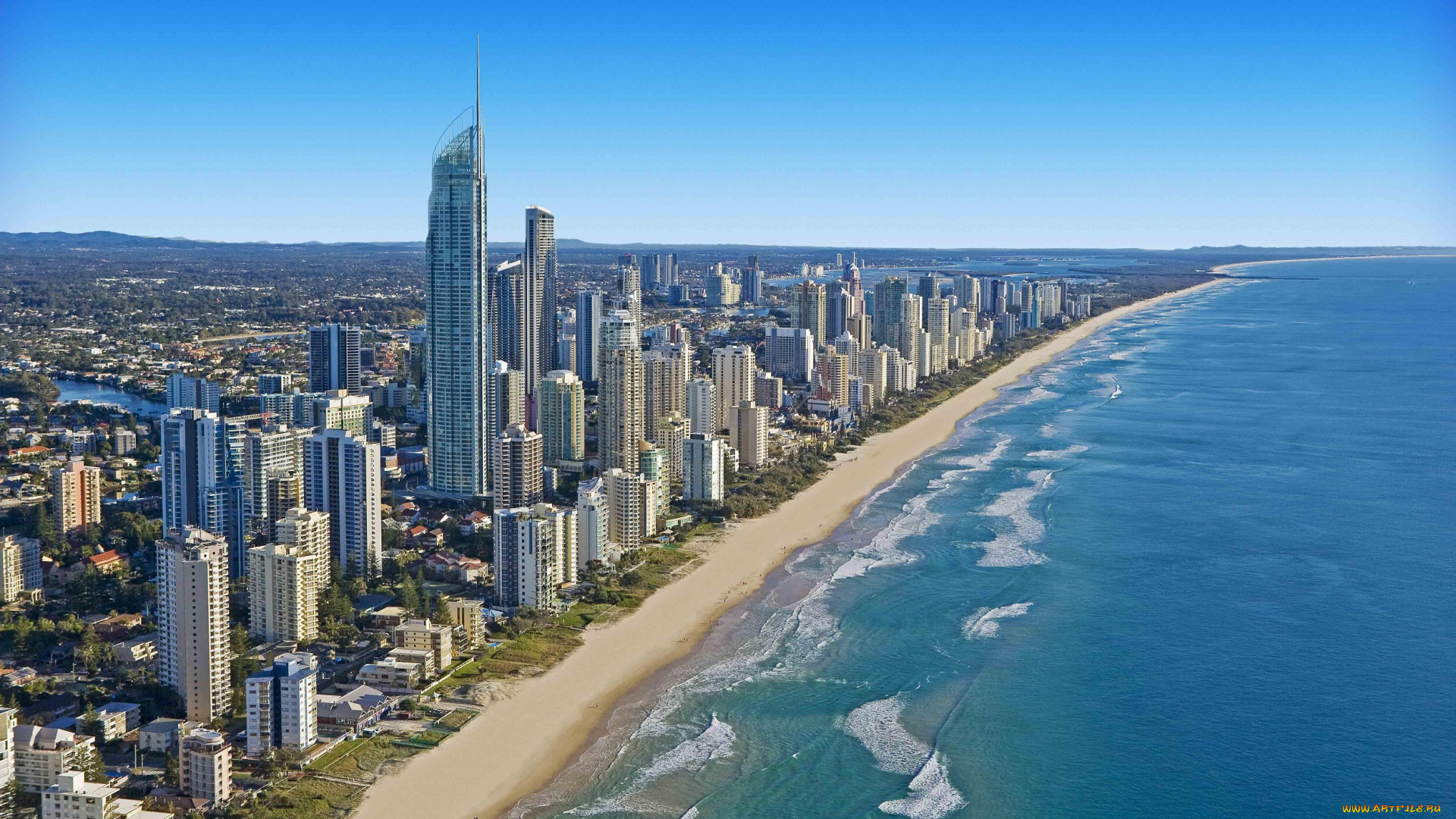 gold, coast, , australia, города, -, панорамы, море, небо, высотки, здания