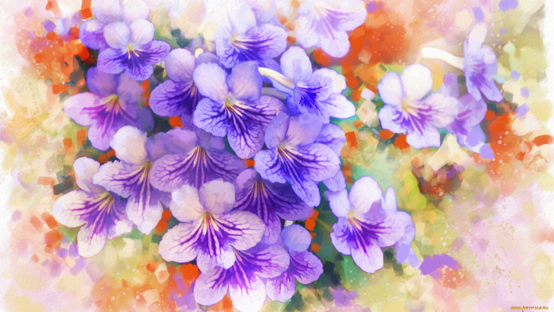 рисованные, цветы