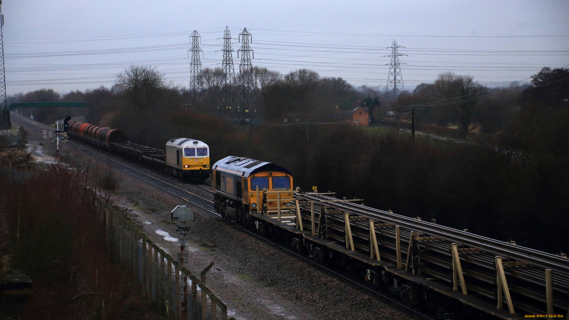 техника, поезда, локомотив, рельсы