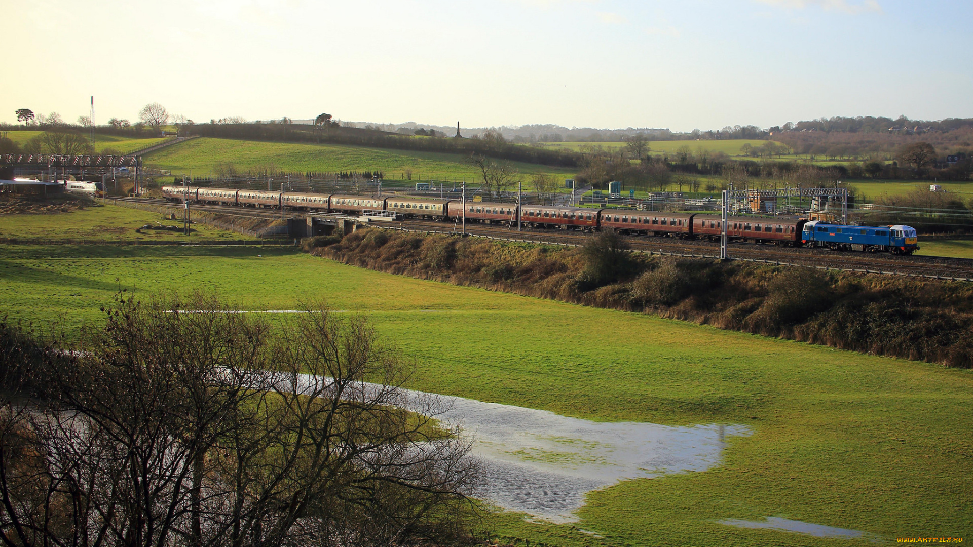 техника, поезда, локомотив, рельсы