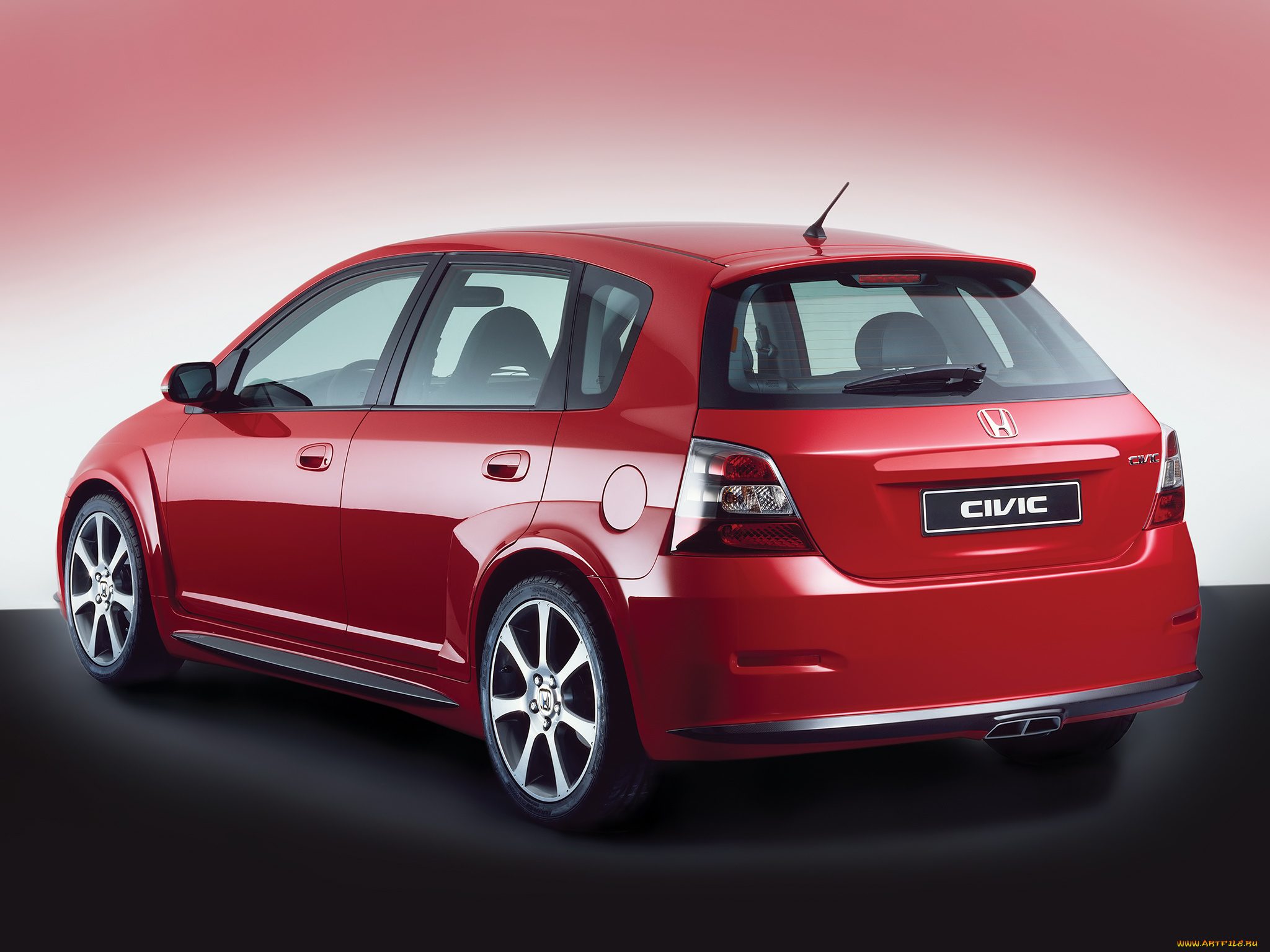 автомобили, honda, study, model, 2004, красная, civic