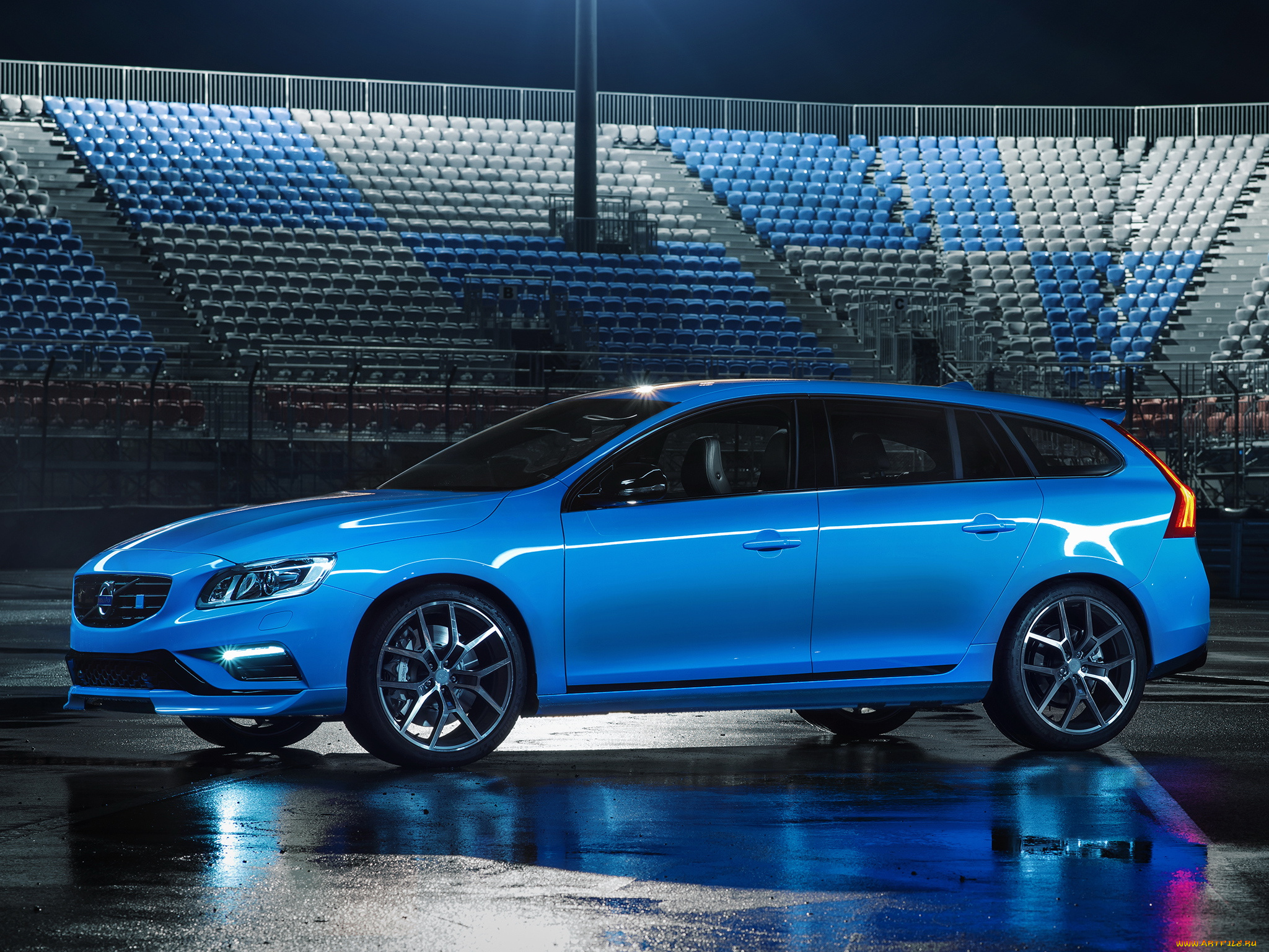 автомобили, volvo, v60, синий, 2014г, polestar