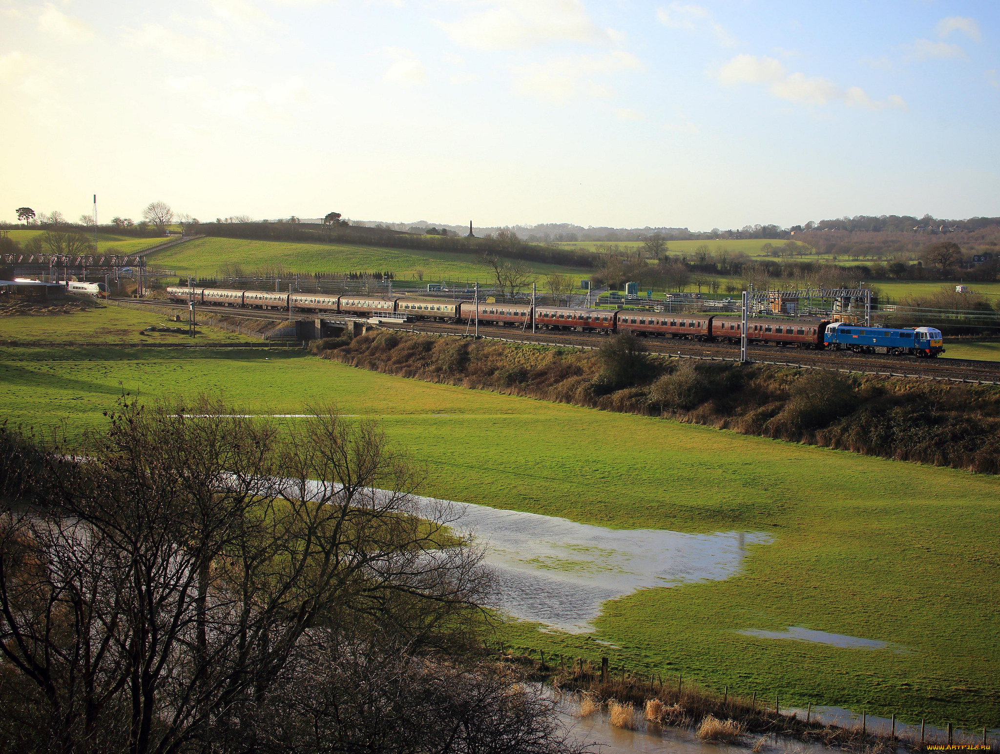 техника, поезда, локомотив, рельсы