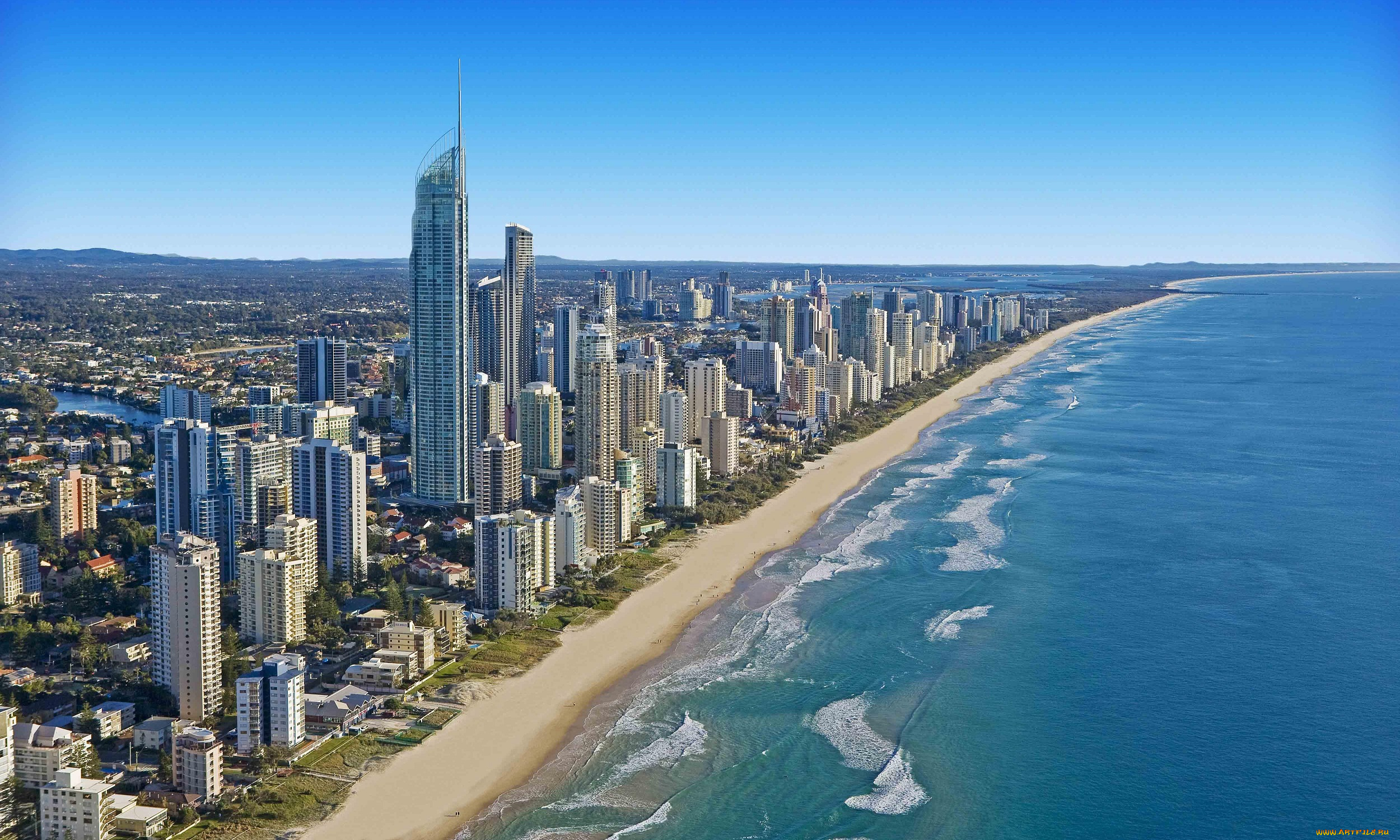 gold, coast, , australia, города, -, панорамы, море, небо, высотки, здания
