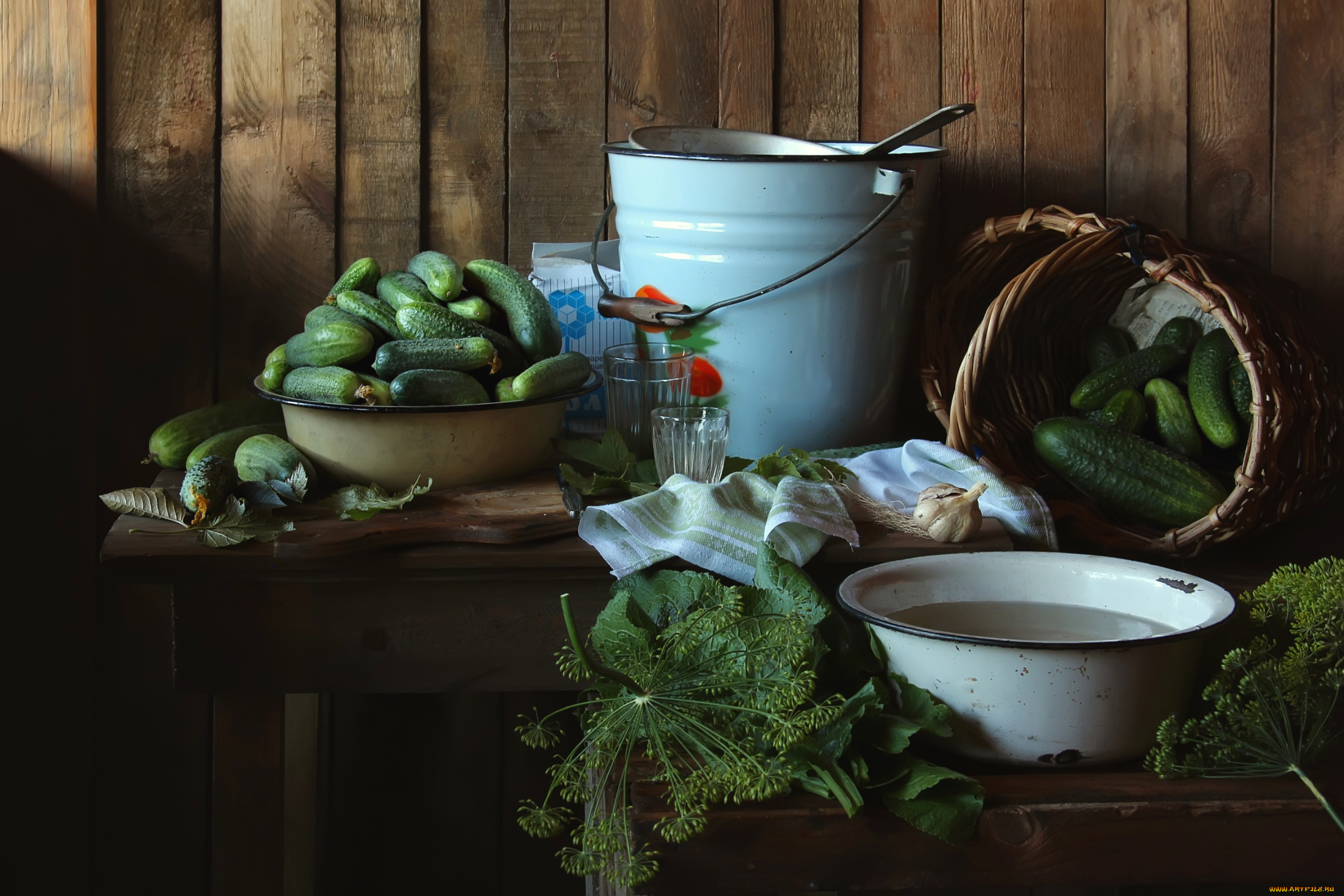 еда, огурцы, соль, чеснок, засолка, миска, укроп, ведро, консервация