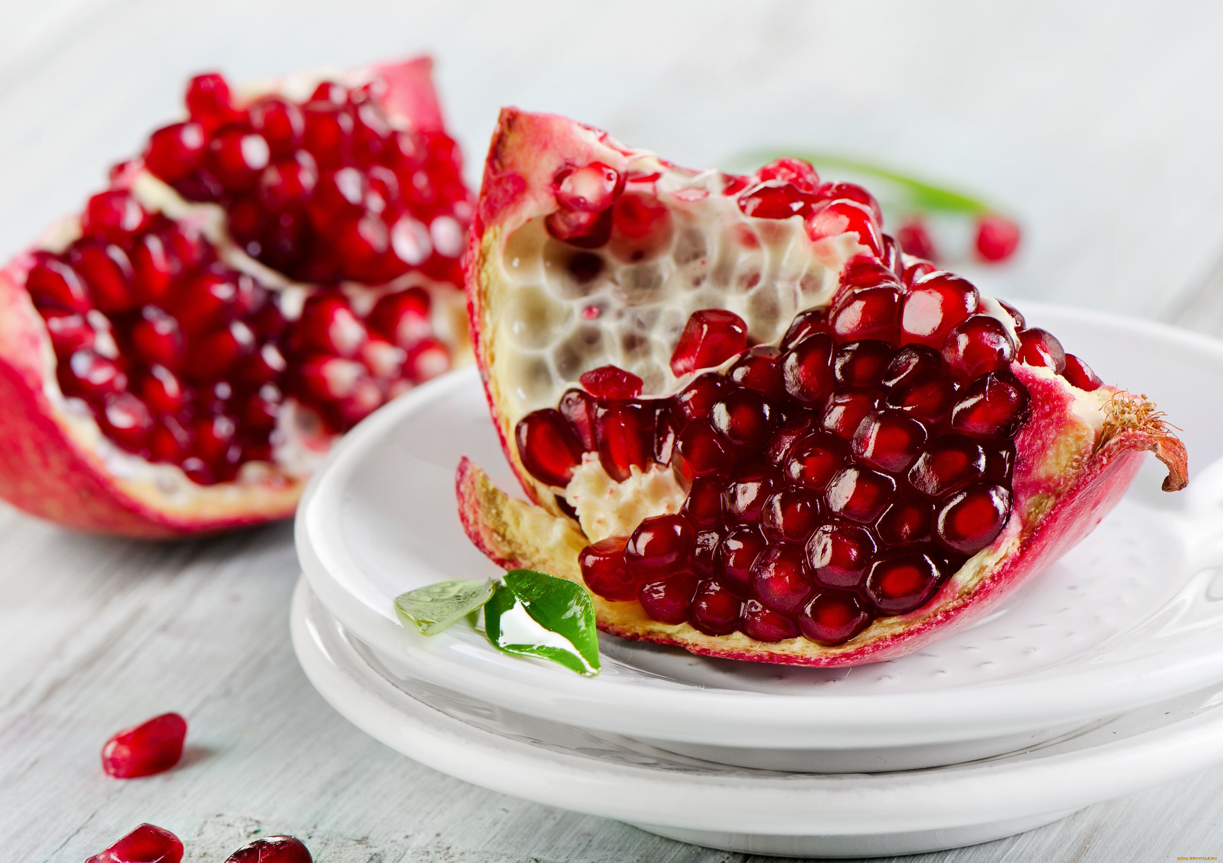 еда, гранат, зёрна, тарелки