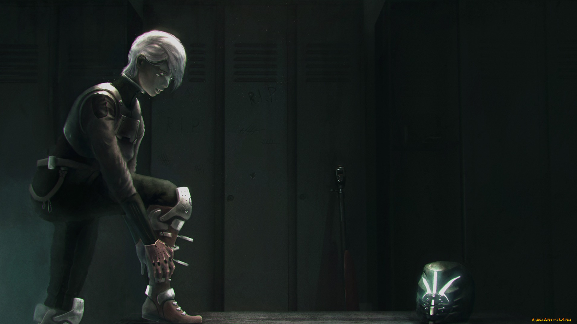 фэнтези, девушки, оружие, броня, шлем, девушка, раздевалка, шкафчик