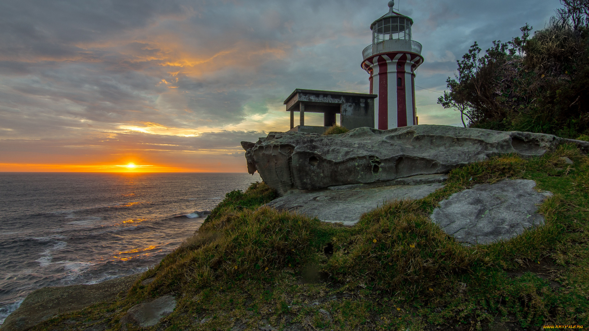 природа, маяки, солнце, заря