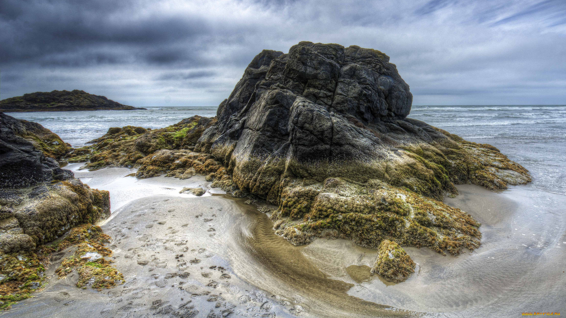 природа, побережье, волны, скала, океан