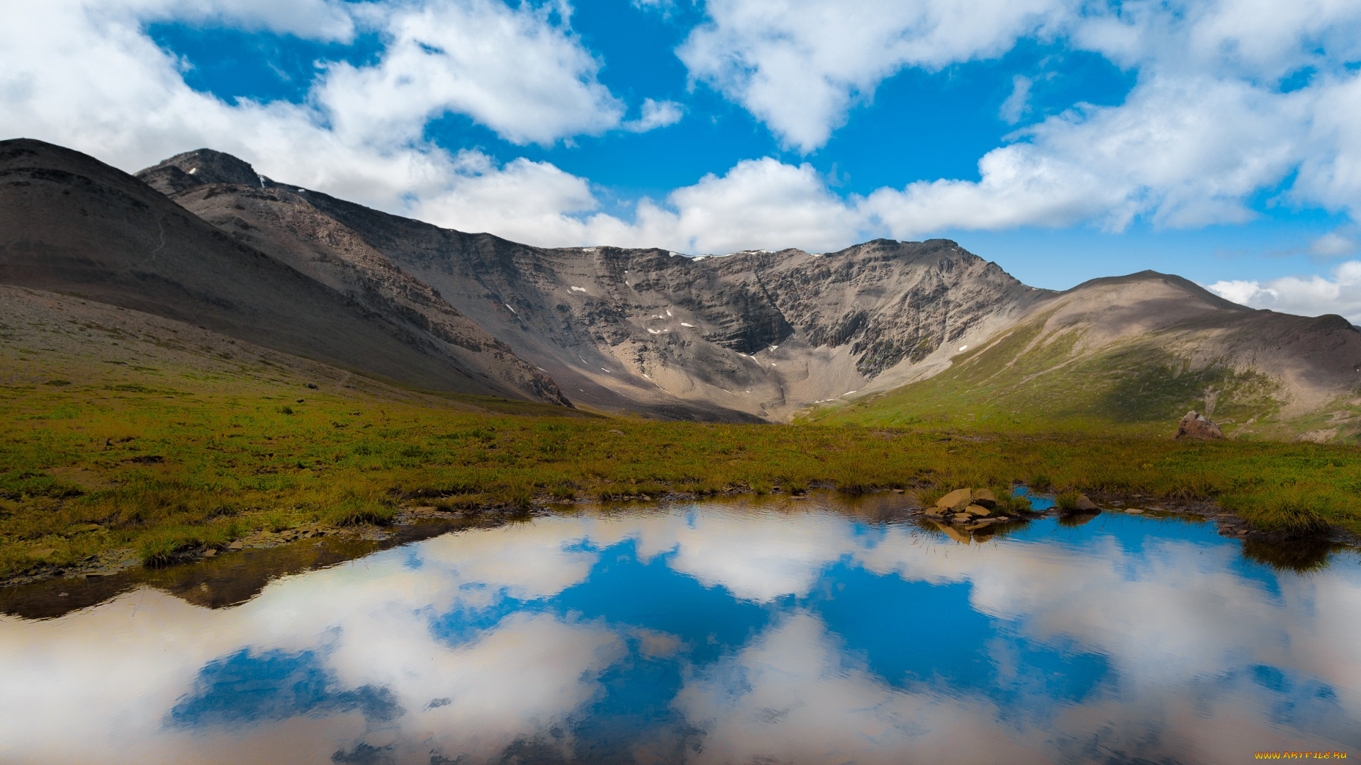 природа, реки, озера, отражение, облака, горы, озеро, небо