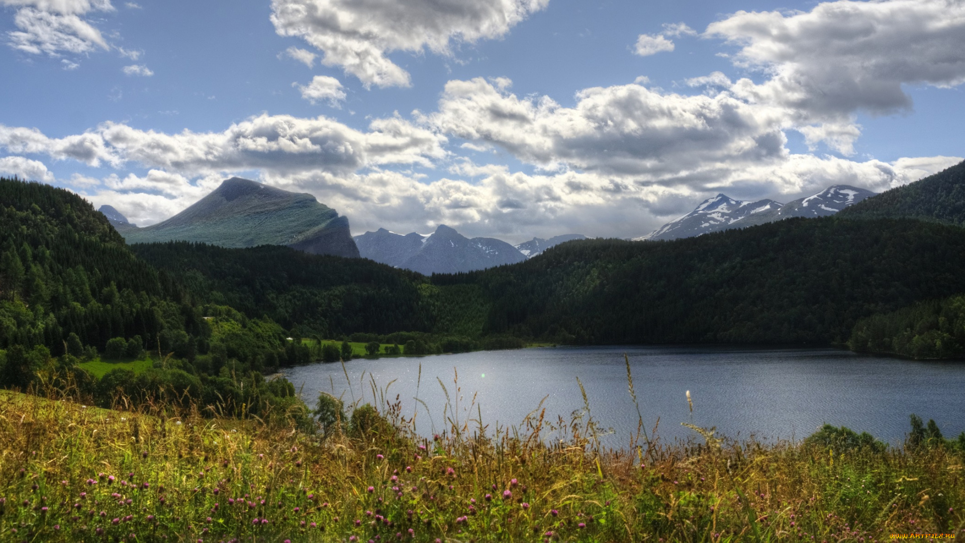 природа, реки, озера, озеро, деревья, небо, горы