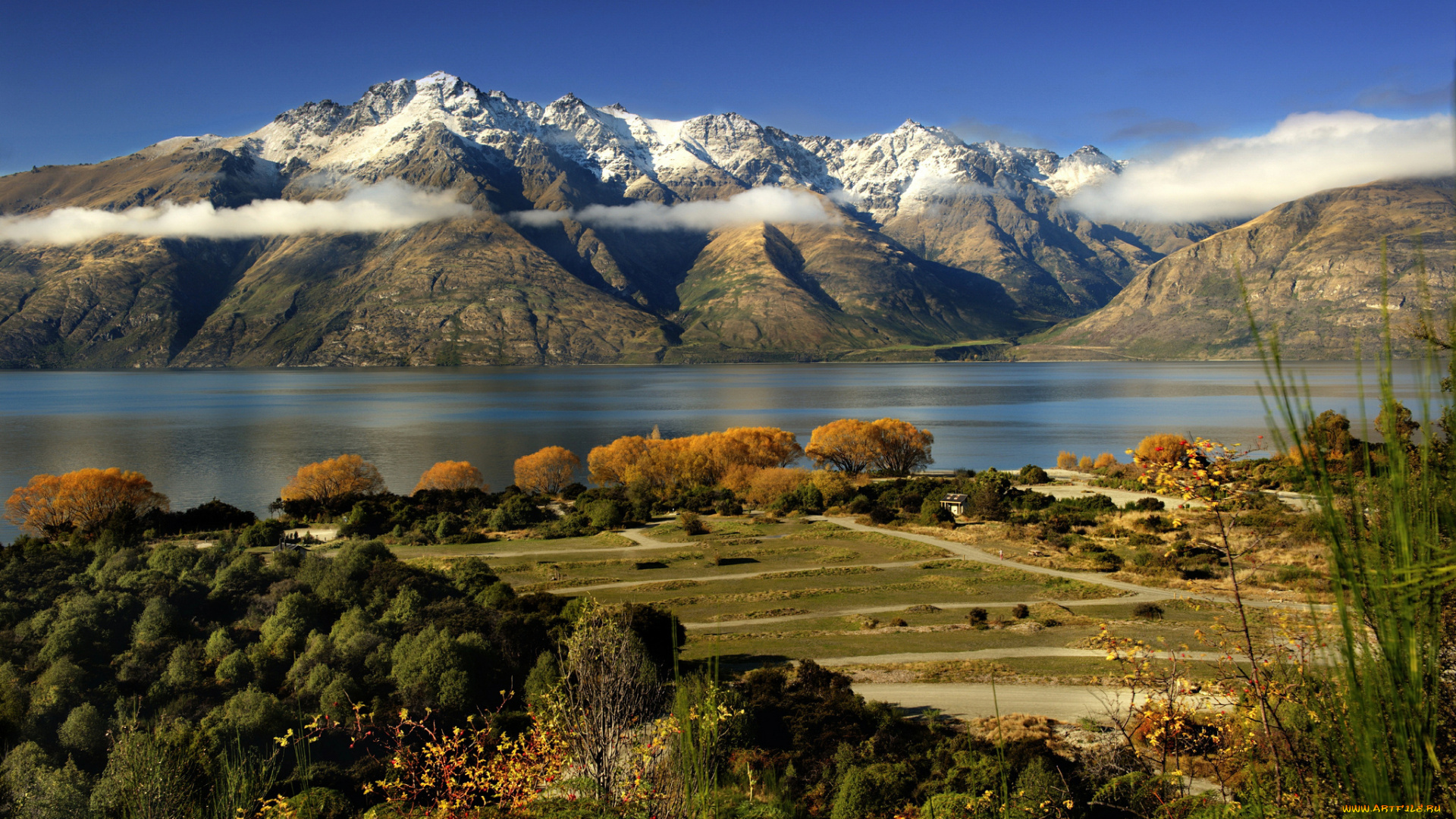 природа, реки, озера, озеро, облака, горы