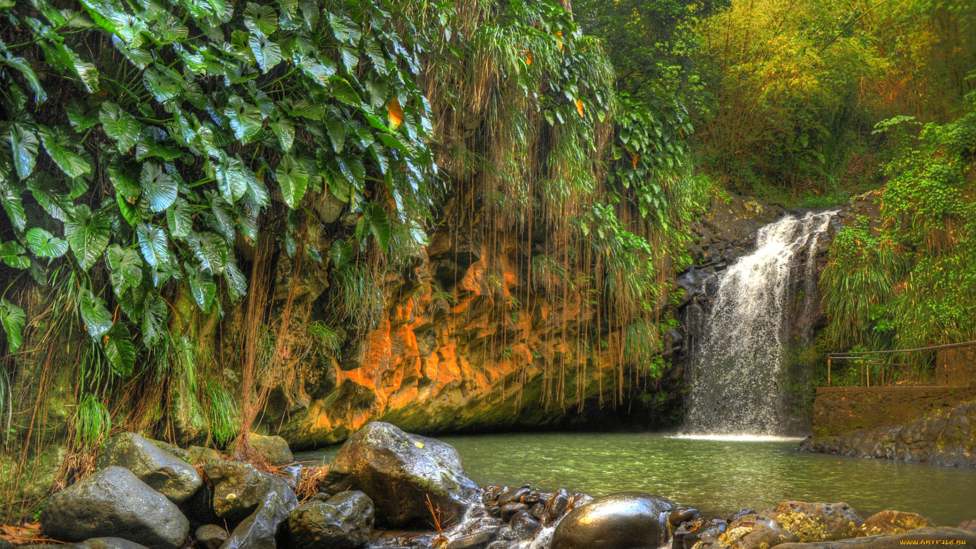 природа, водопады, водопад, река, лес