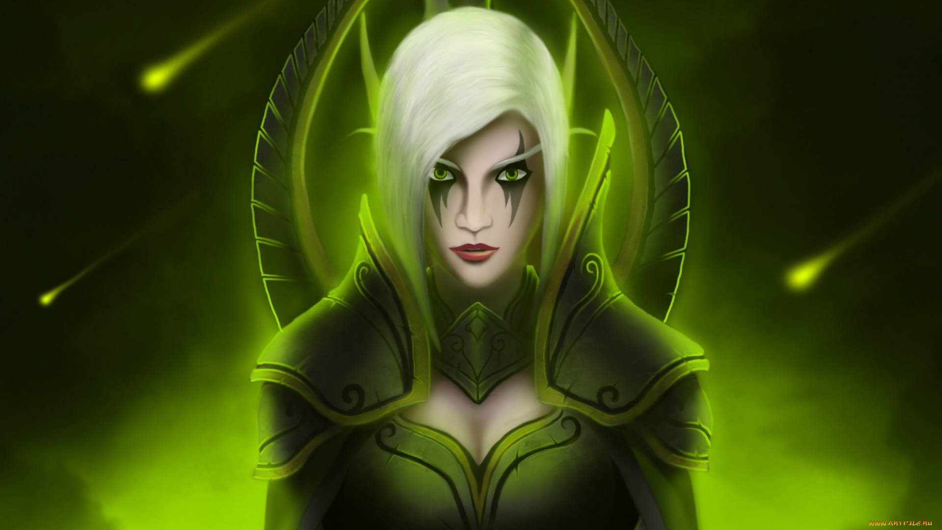 видео, игры, world, of, warcraft, maiev, shadowsong, world, of, warcraft, арт, белые, волосы, девушка