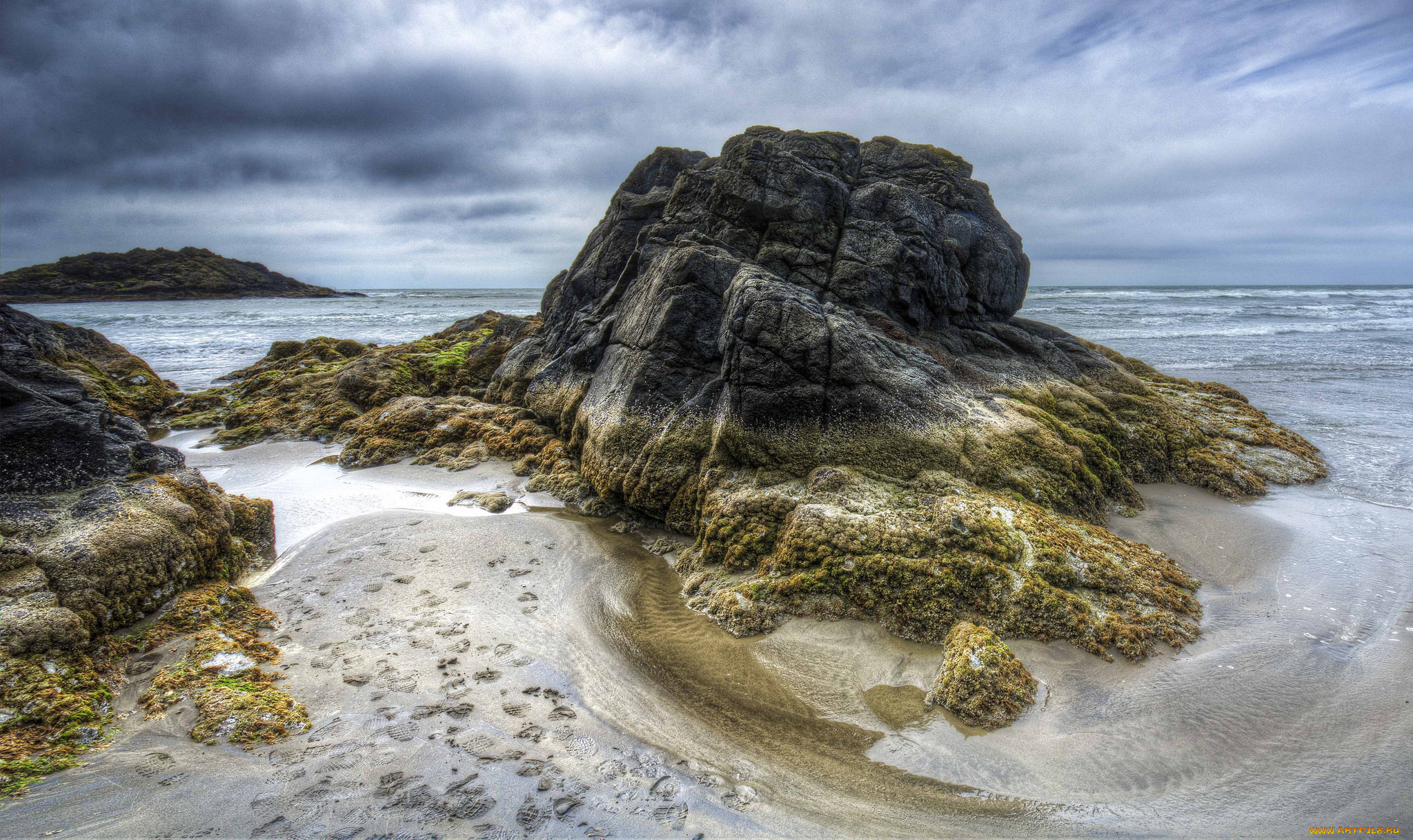 природа, побережье, волны, скала, океан