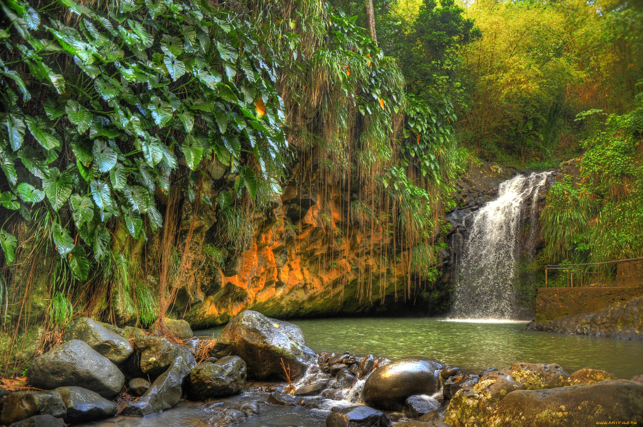 природа, водопады, водопад, река, лес