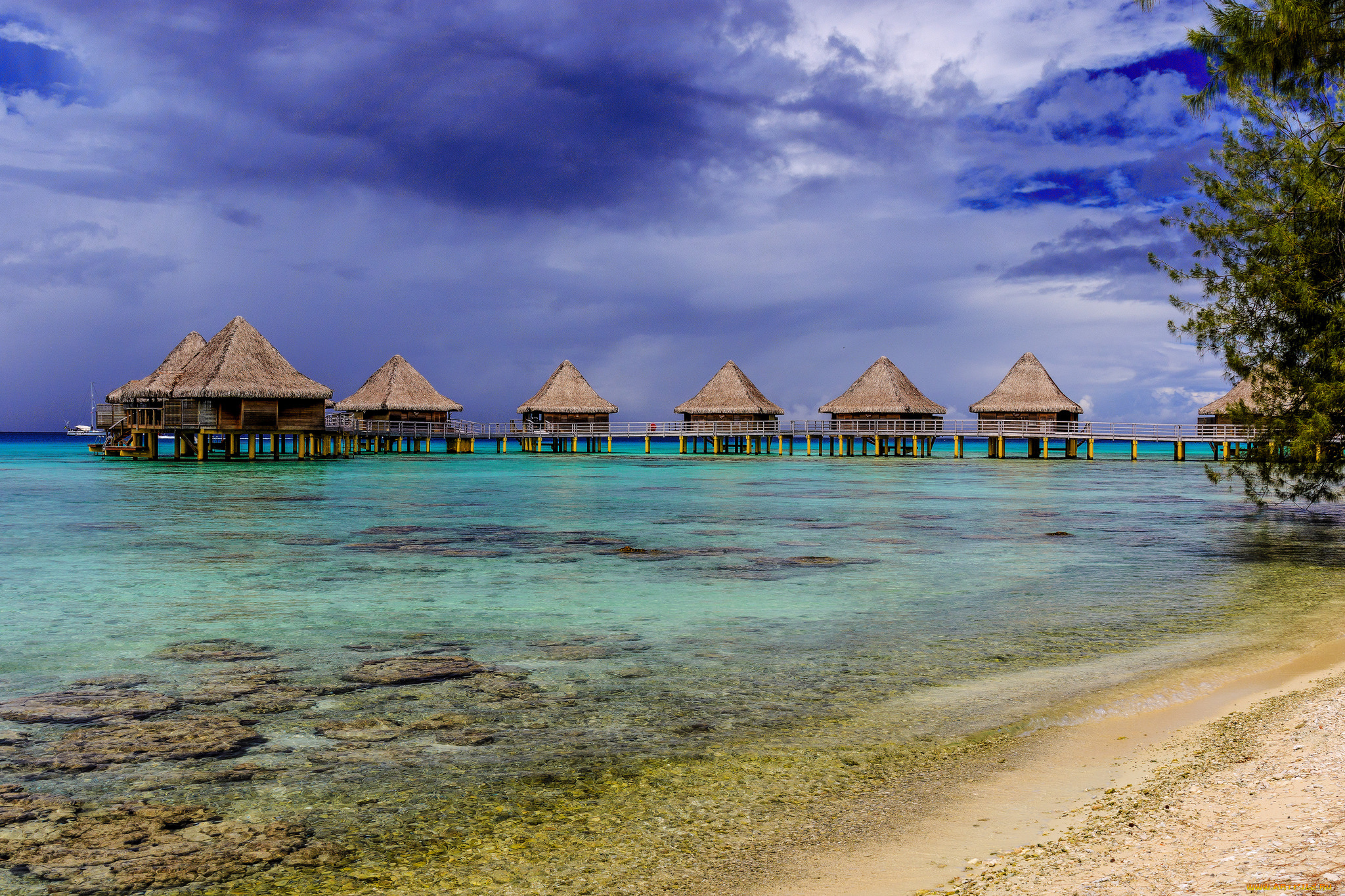 rangiroa, природа, тропики, океан, бунгало, острова