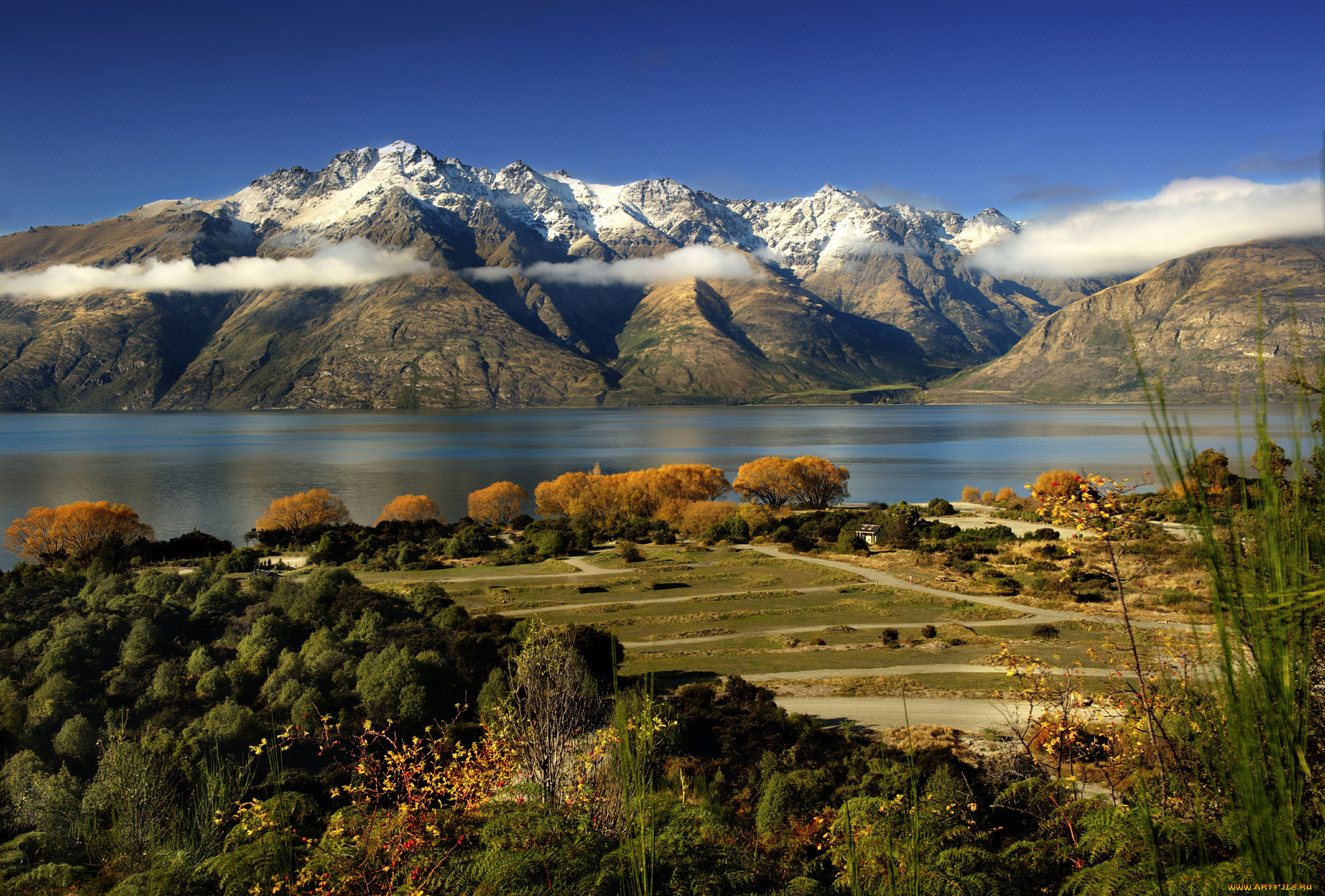 природа, реки, озера, озеро, облака, горы