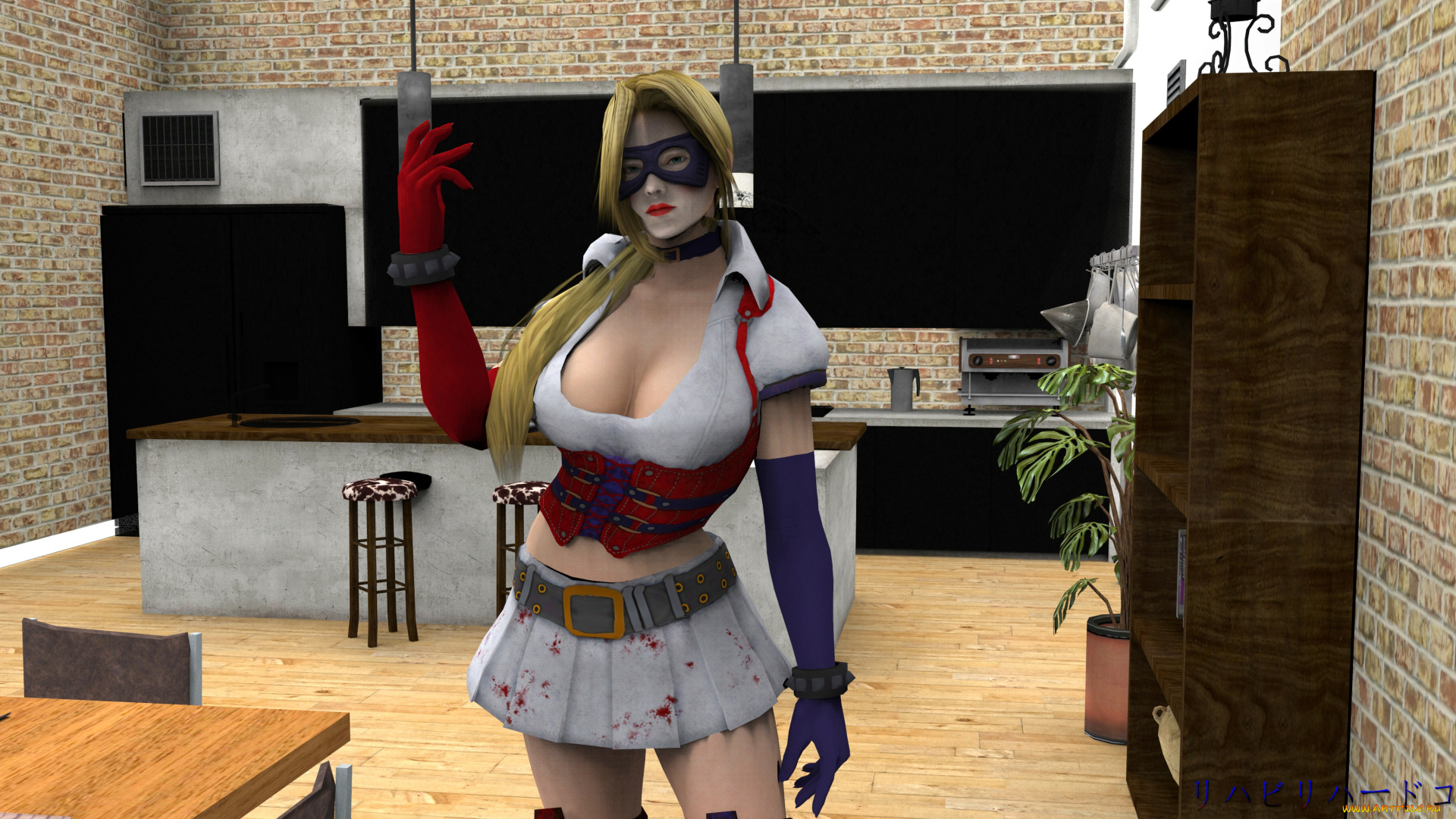 3д, графика, аниме, , anime, девушка, интерьер, фон, взгляд