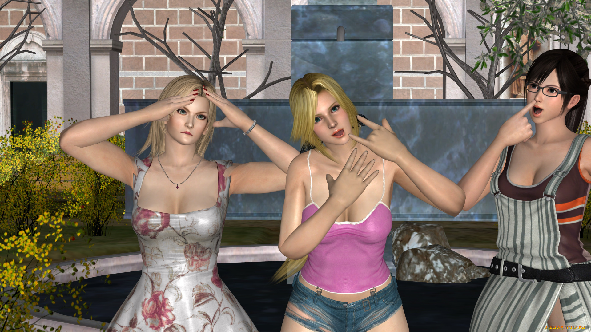 3д, графика, аниме, , anime, фон, взгляд, девушки