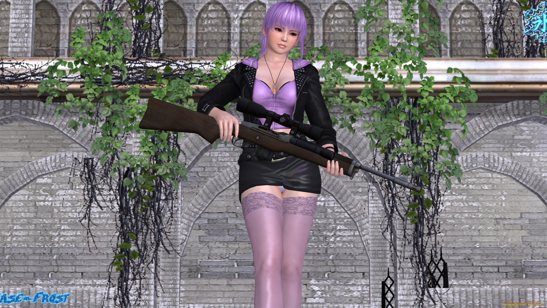 3д, графика, аниме, , anime, оружие, девушка, взгляд, фон