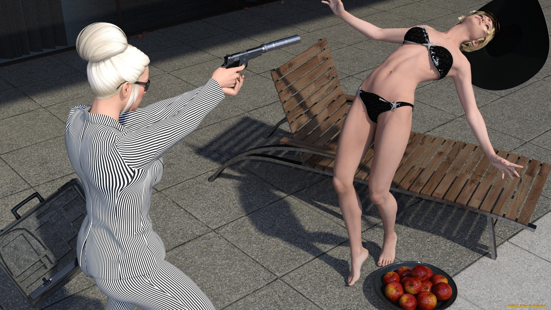 spy, games, 3д, графика, фантазия, , fantasy, взгляд, оружие, фон, девушки