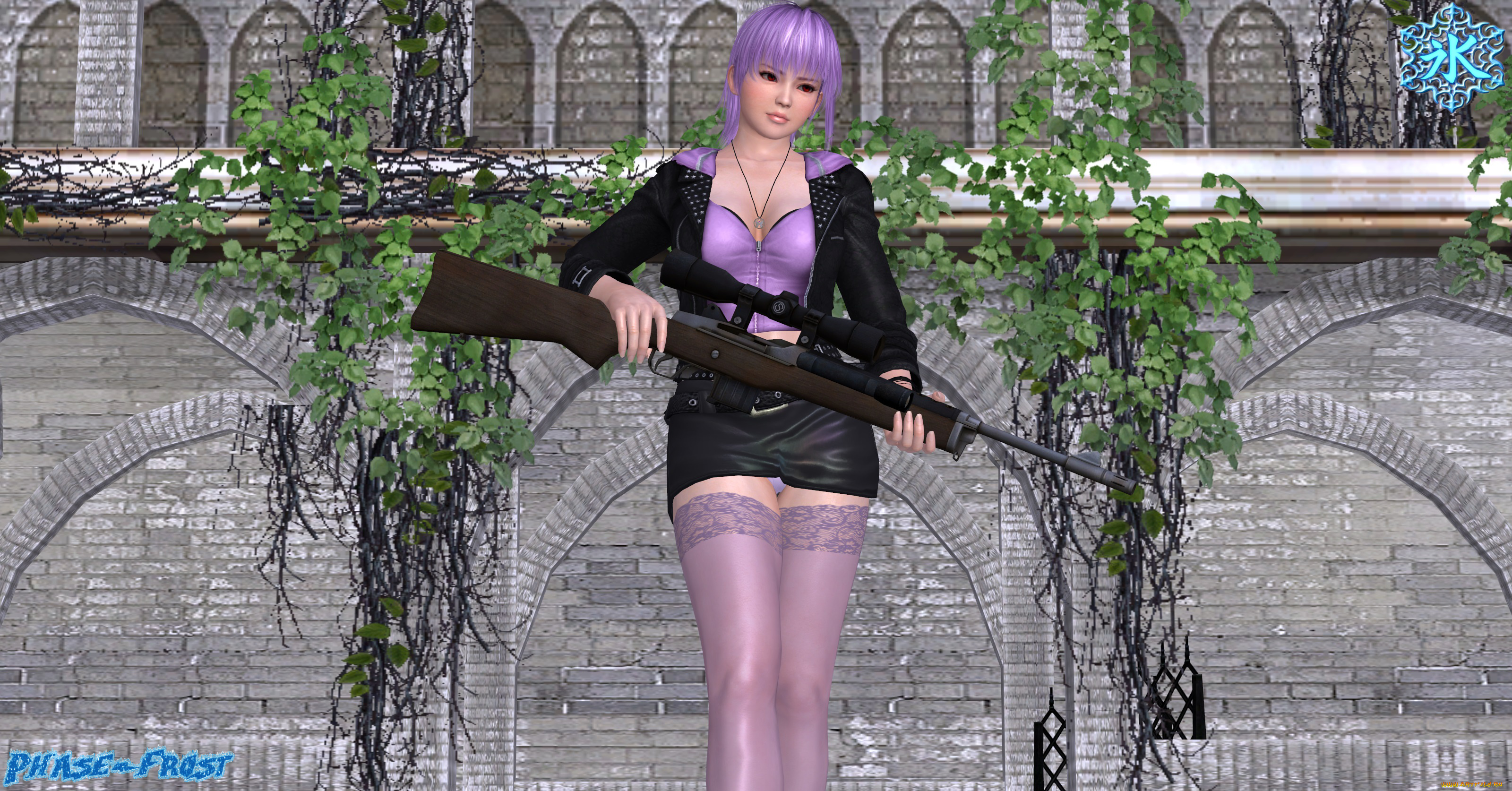 3д, графика, аниме, , anime, оружие, девушка, взгляд, фон