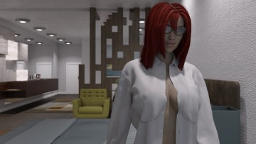 Картинка 3д+графика люди+ people девушка интерьер взгляд фон