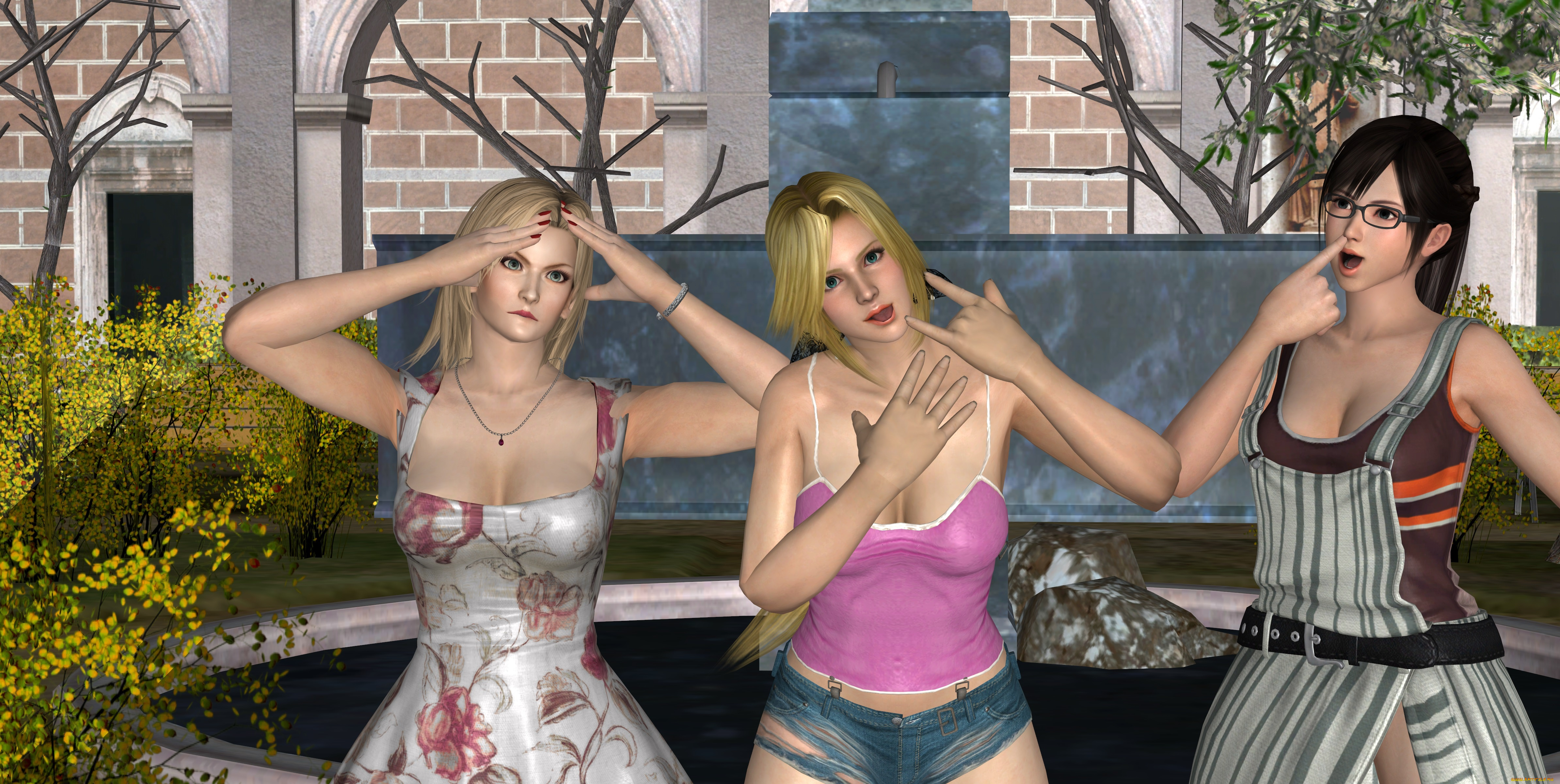 3д, графика, аниме, , anime, фон, взгляд, девушки