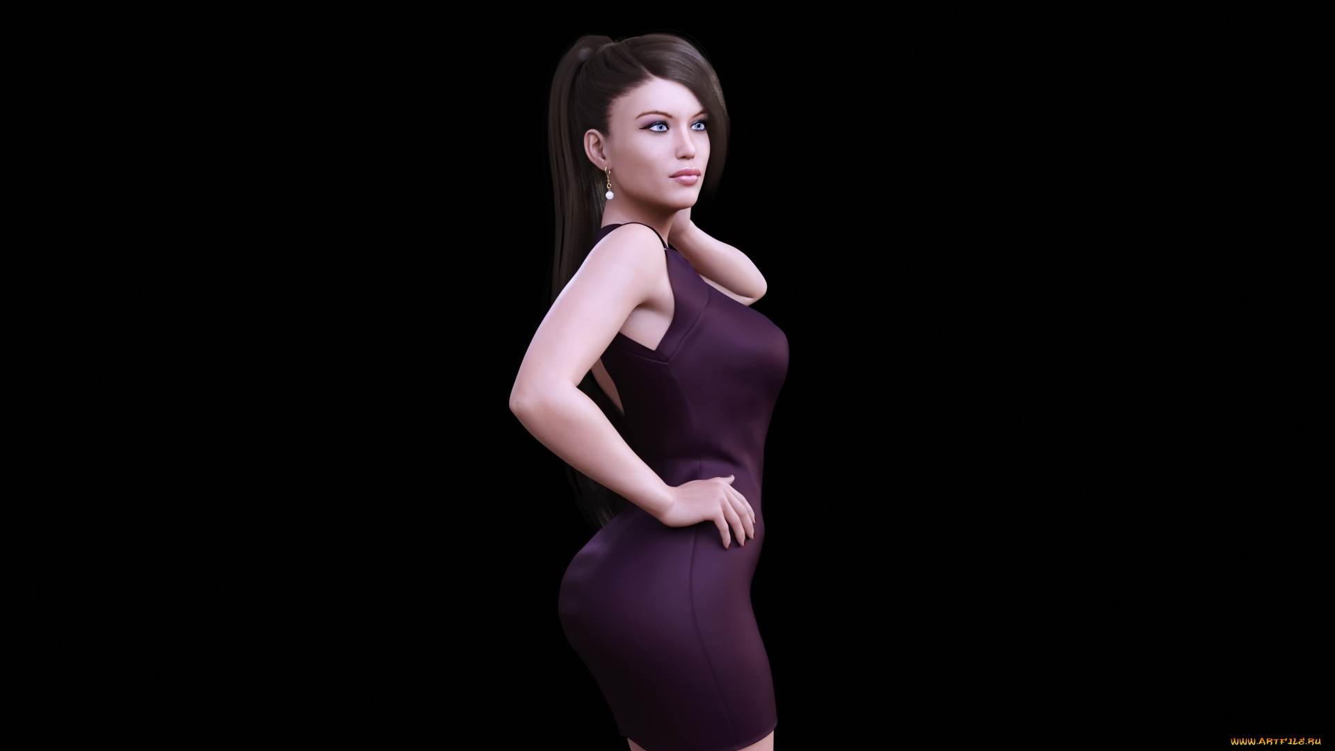 3д, графика, люди, , people, девушка, взгляд, фон