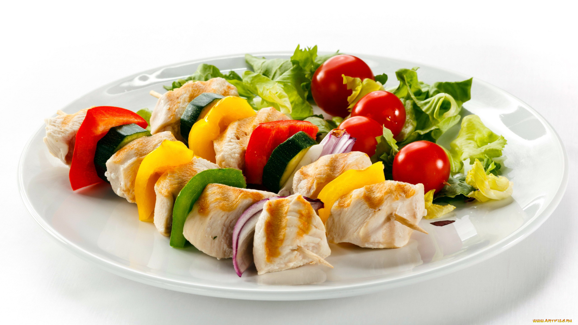 еда, шашлык, , барбекю, мясо, цуккини, перец, помидоры