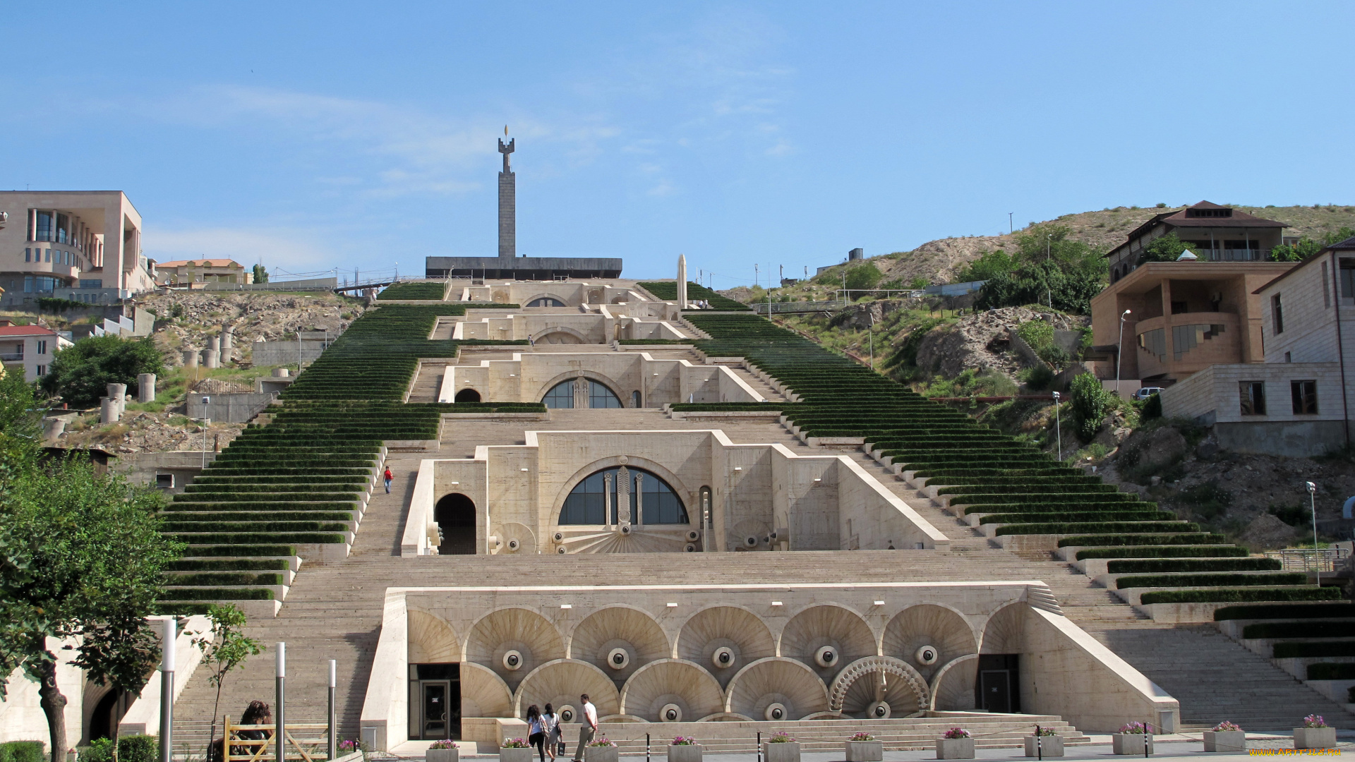 города, -, панорамы, город, ереван, архитектурный, комплекс, каскад