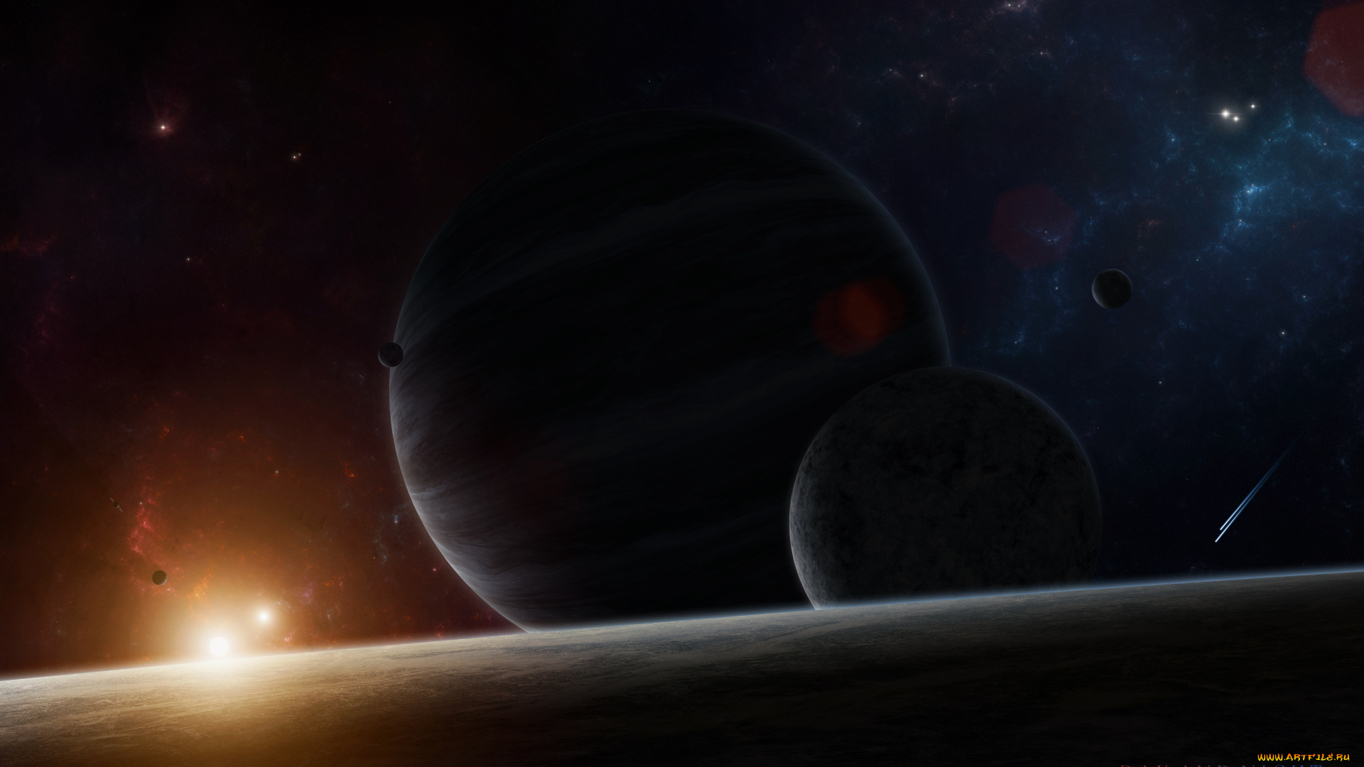 космос, арт, планеты, звезды, галактика, вселенная