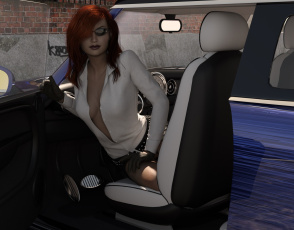 Картинка 3д+графика люди-авто мото+ people-+car+ +moto фон взгляд девушка автомобиль