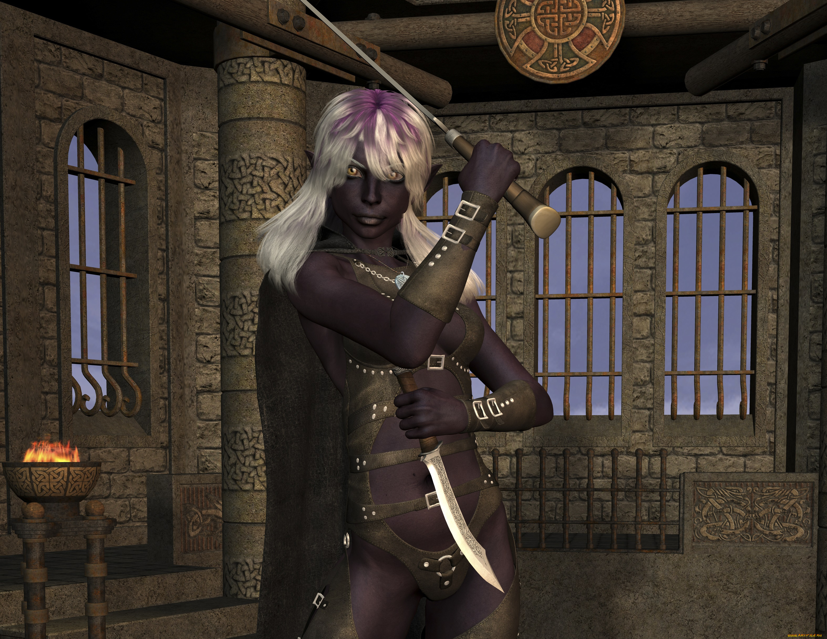 3д, графика, эльфы, , elves, фон, взгляд, эльфийка