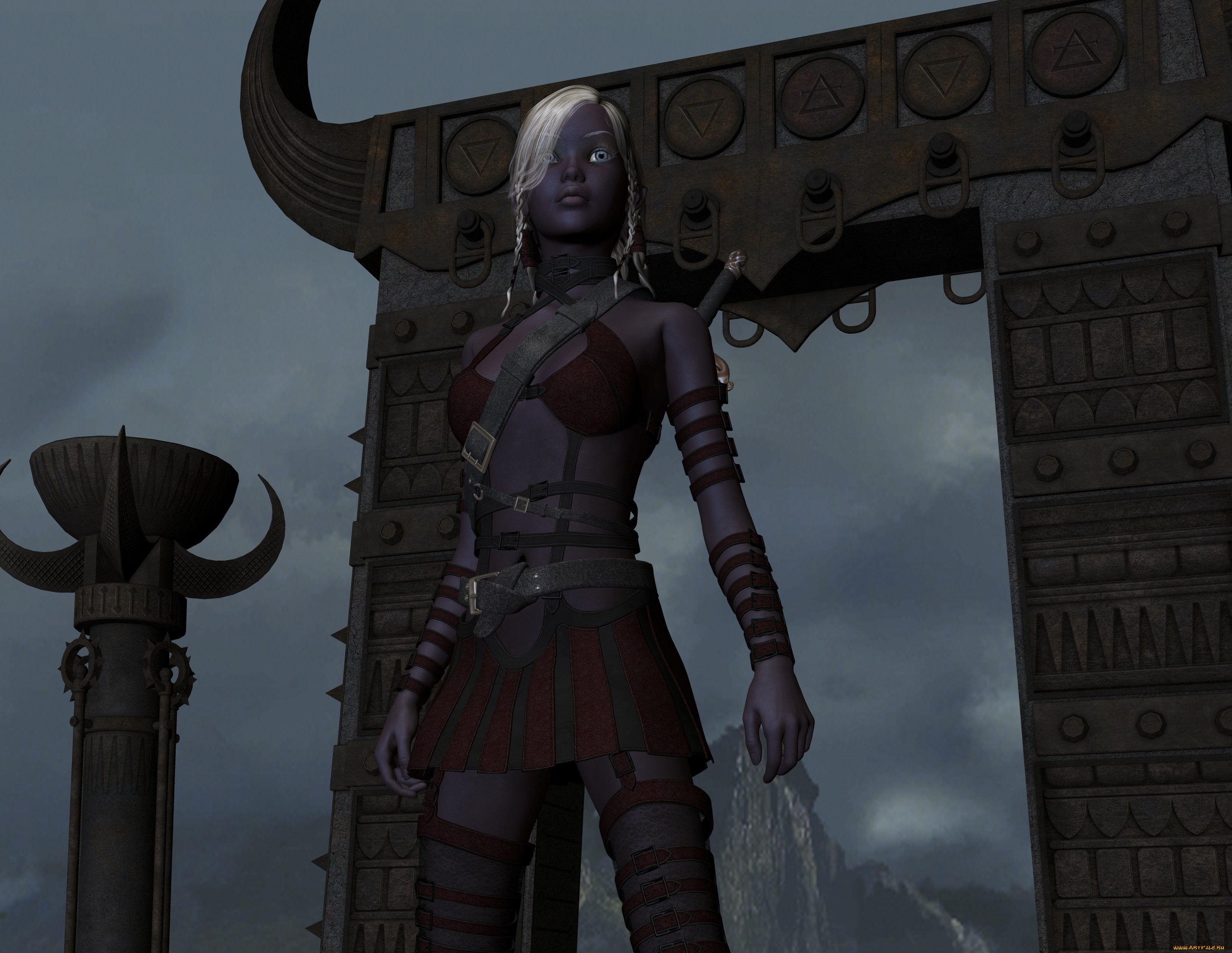 3д, графика, амазонки, , amazon, фон, девушка, взгляд