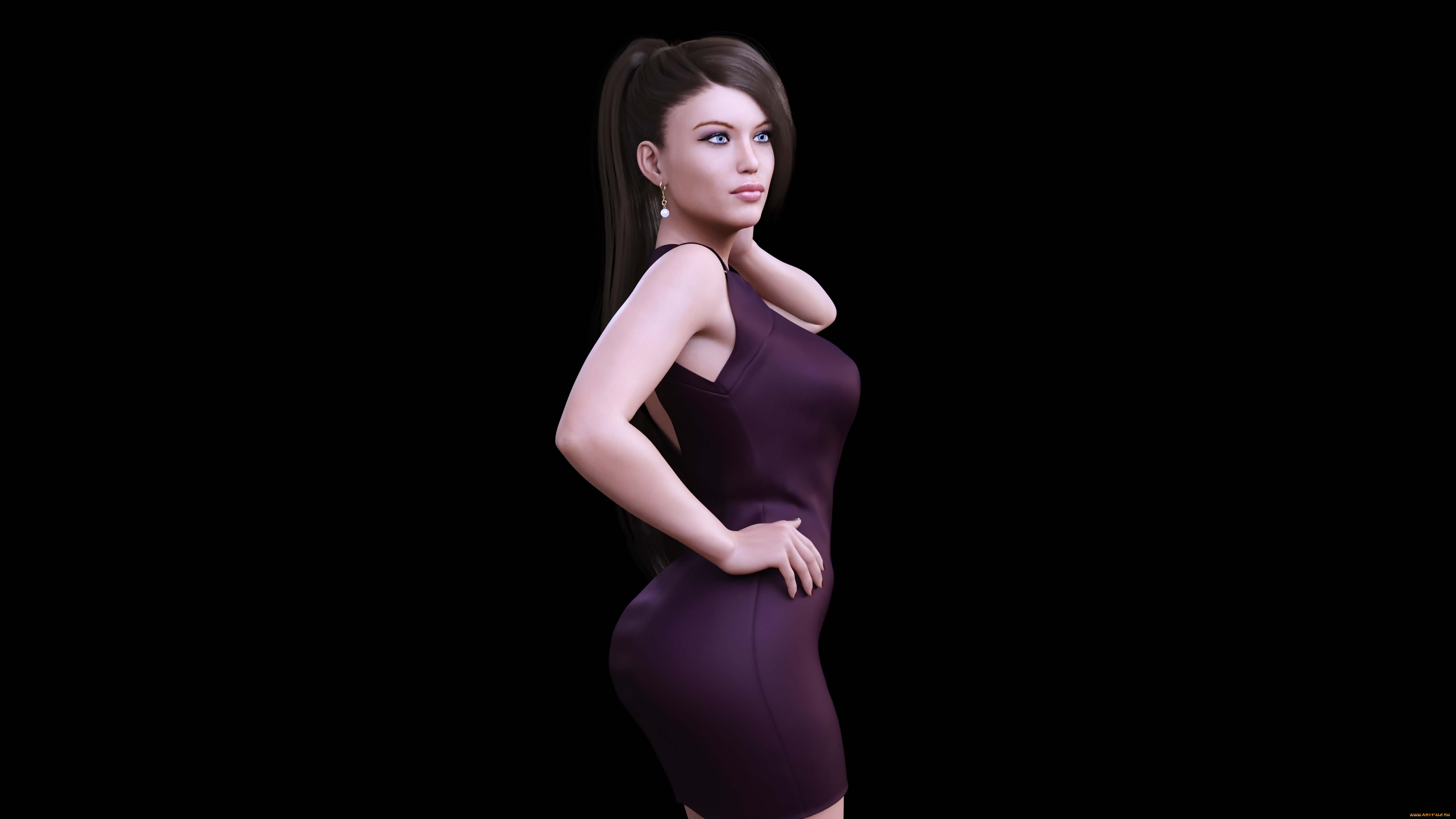 3д, графика, люди, , people, девушка, взгляд, фон