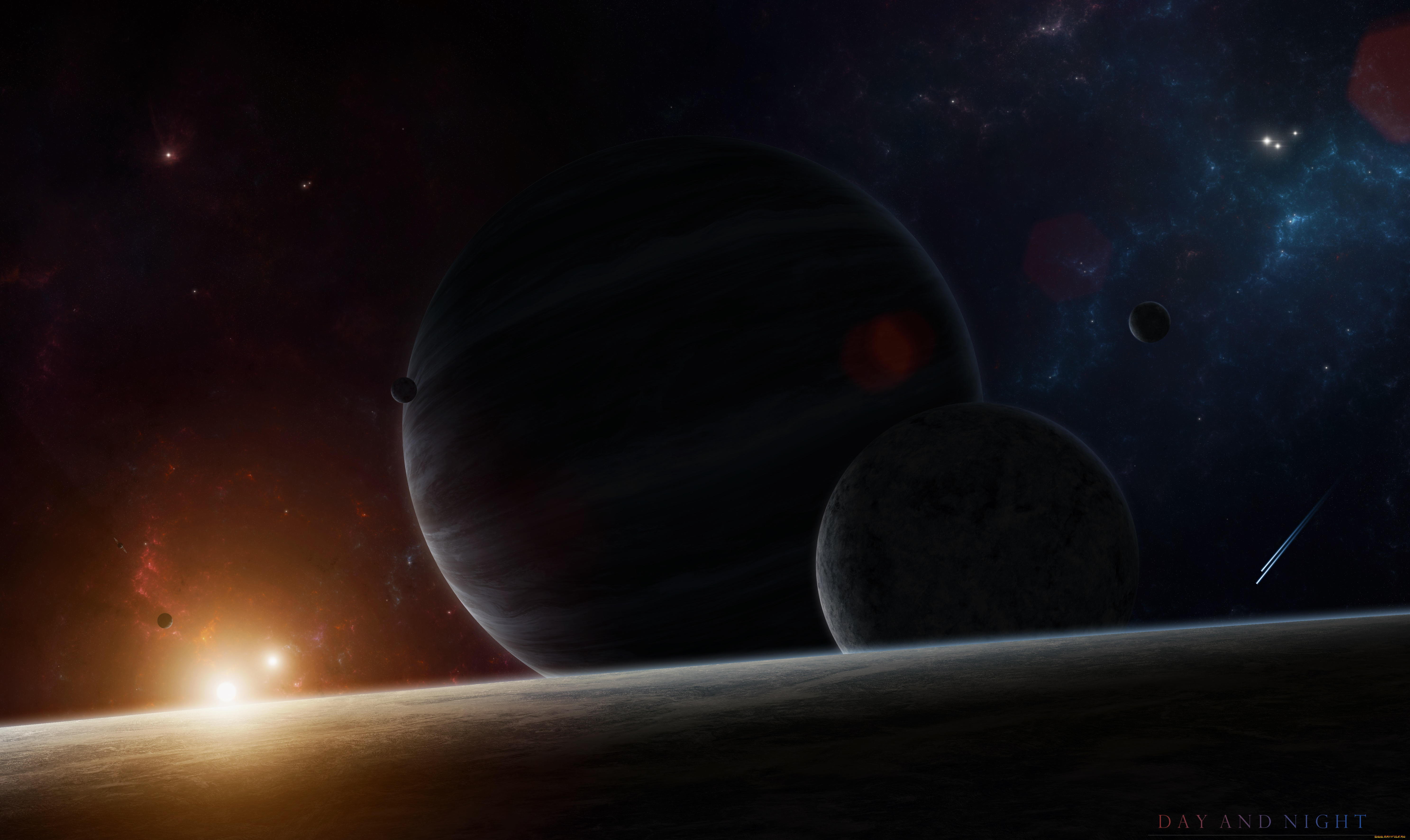 космос, арт, планеты, звезды, галактика, вселенная