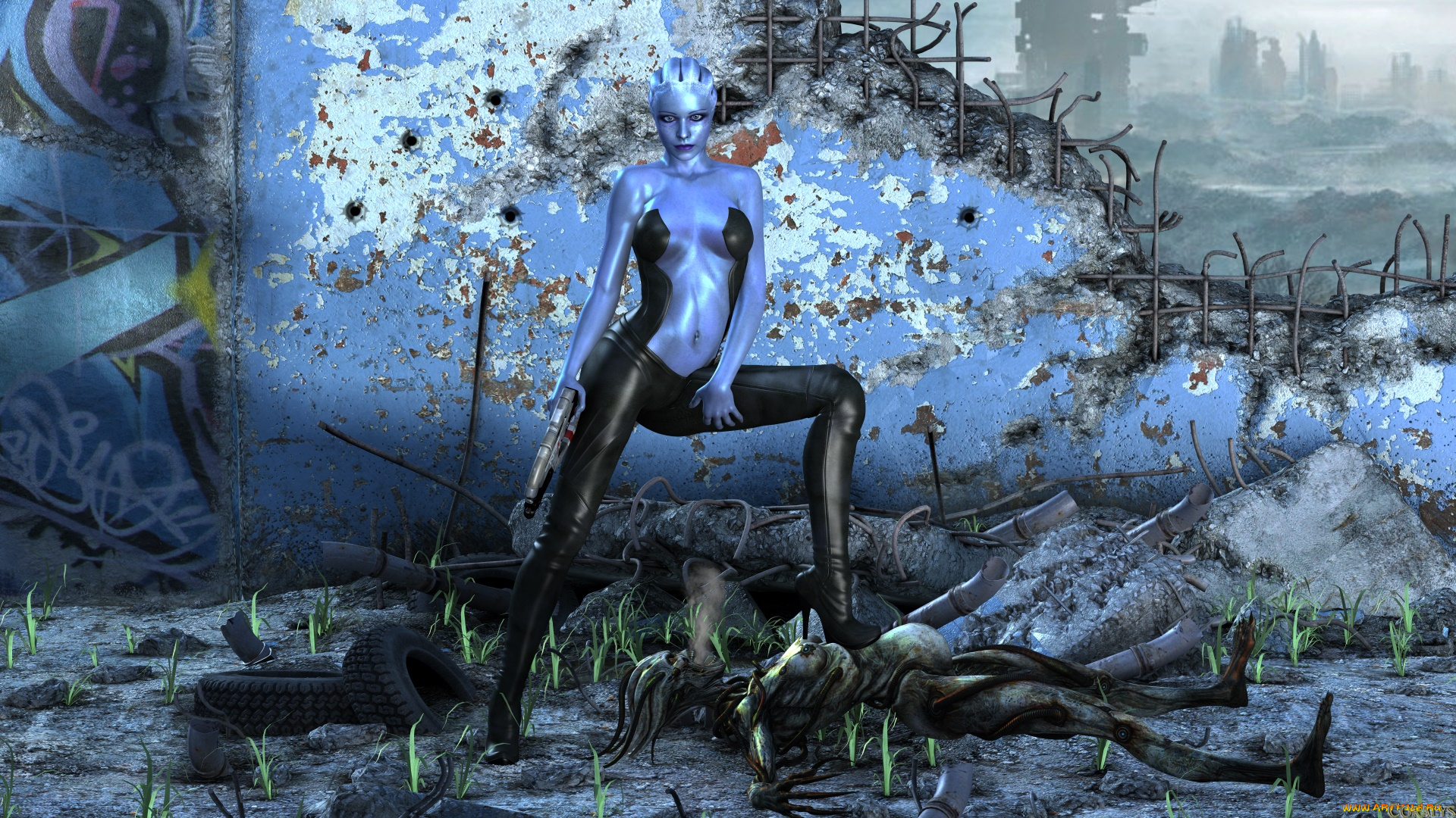 3д, графика, существа, , creatures, фон, взгляд, девушки