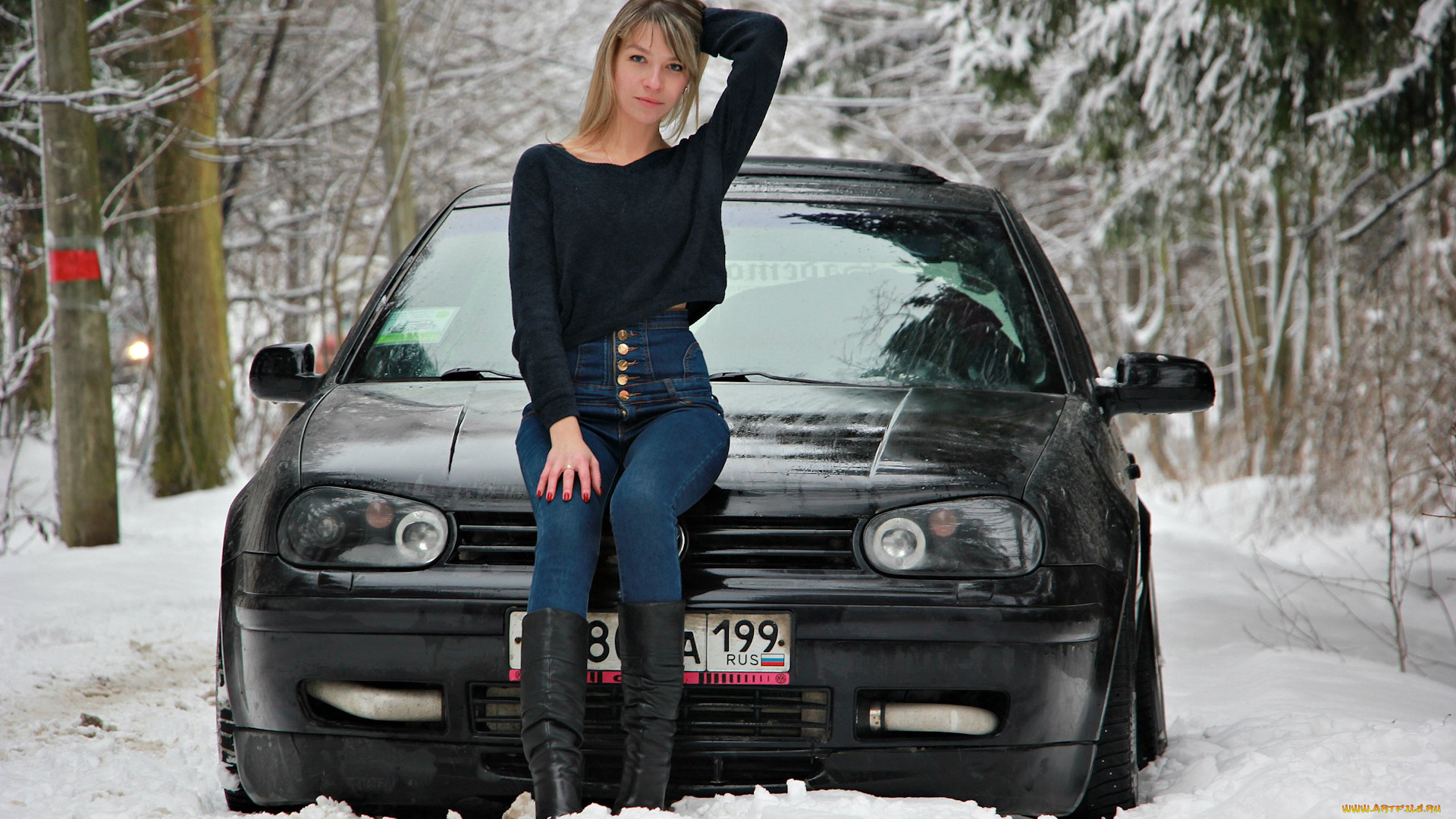 автомобили, -авто, с, девушками, volkswagen, golf