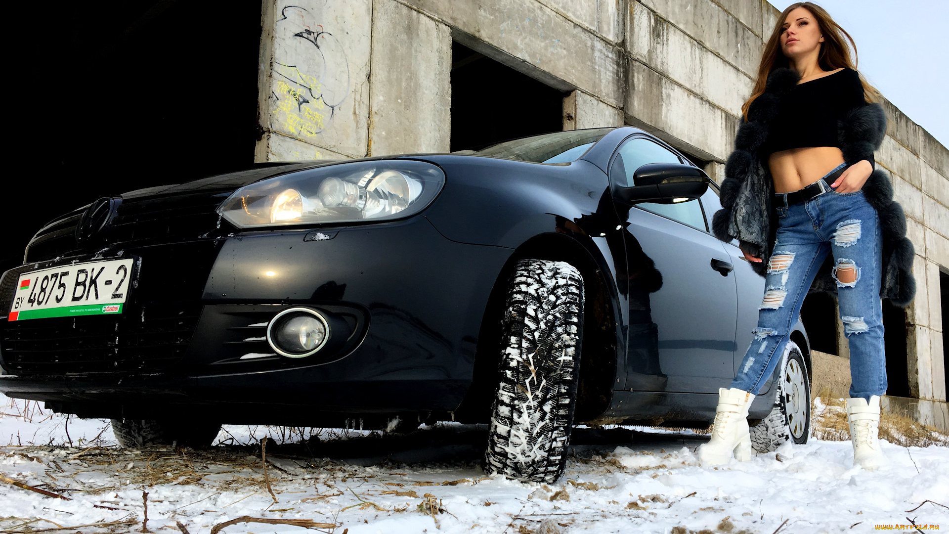 автомобили, -авто, с, девушками, volkswagen, golf